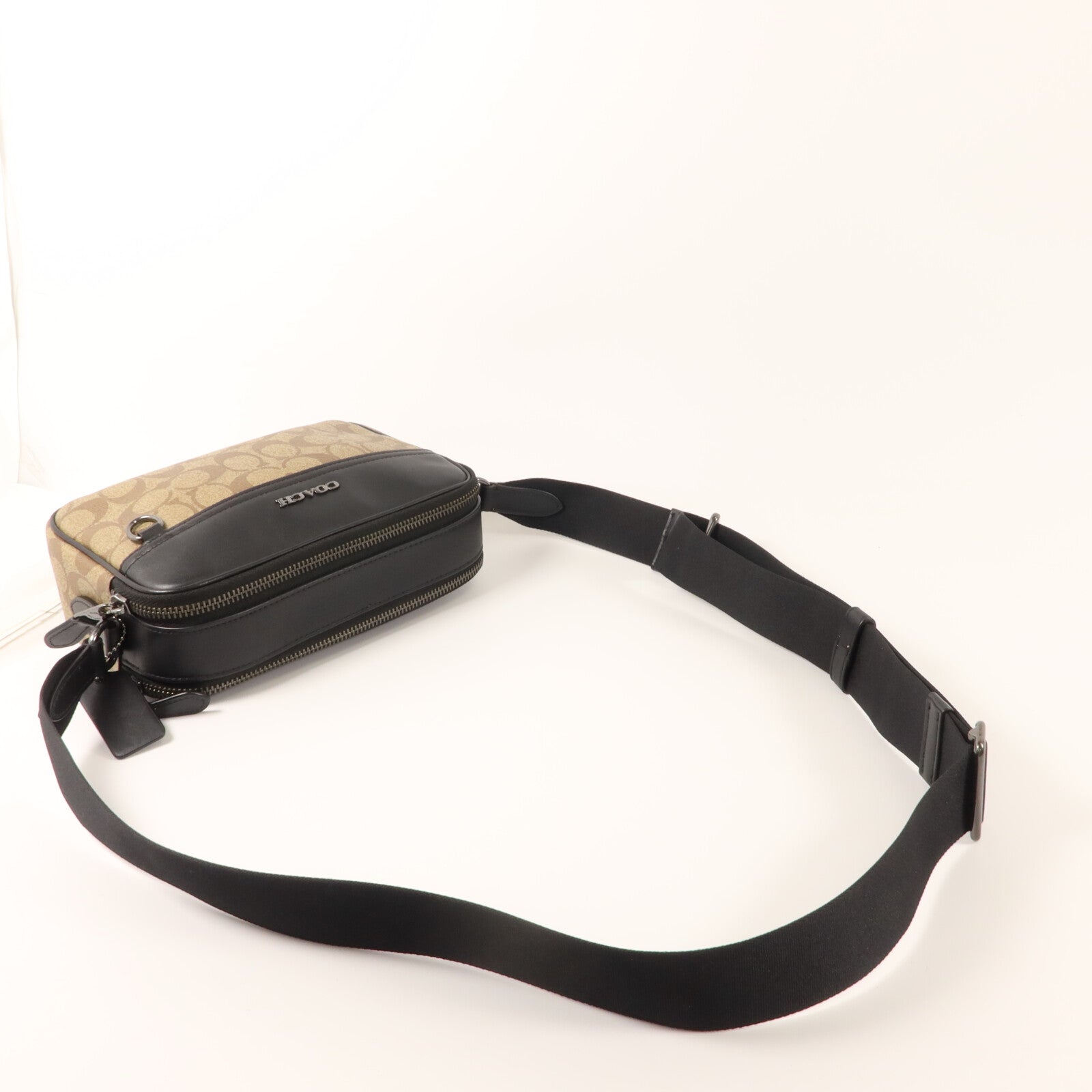 COACH 牛皮皮革/塗層帆布Shoulder Bag肩背袋