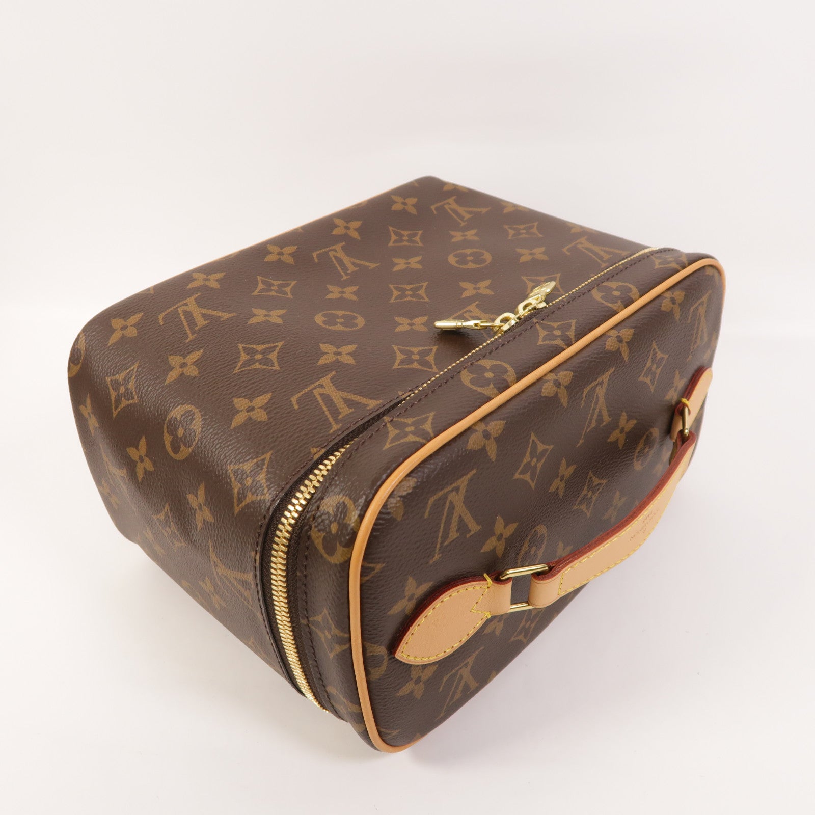 LOUIS VUITTON Monogram Nice BB金扣手挽袋棕色