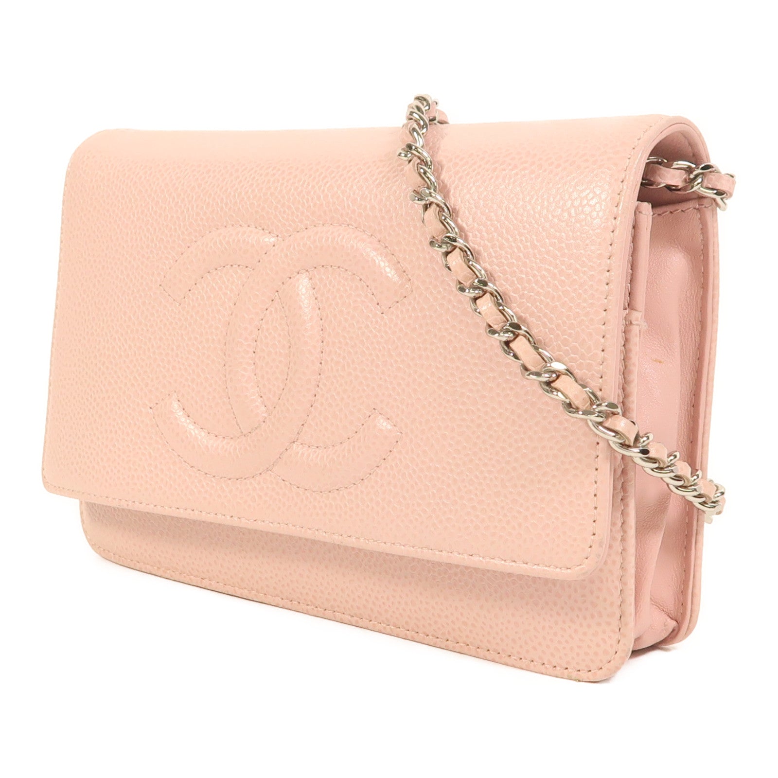 CHANEL 牛皮皮革WOC Wallet On Chain銀扣鏈帶肩背袋