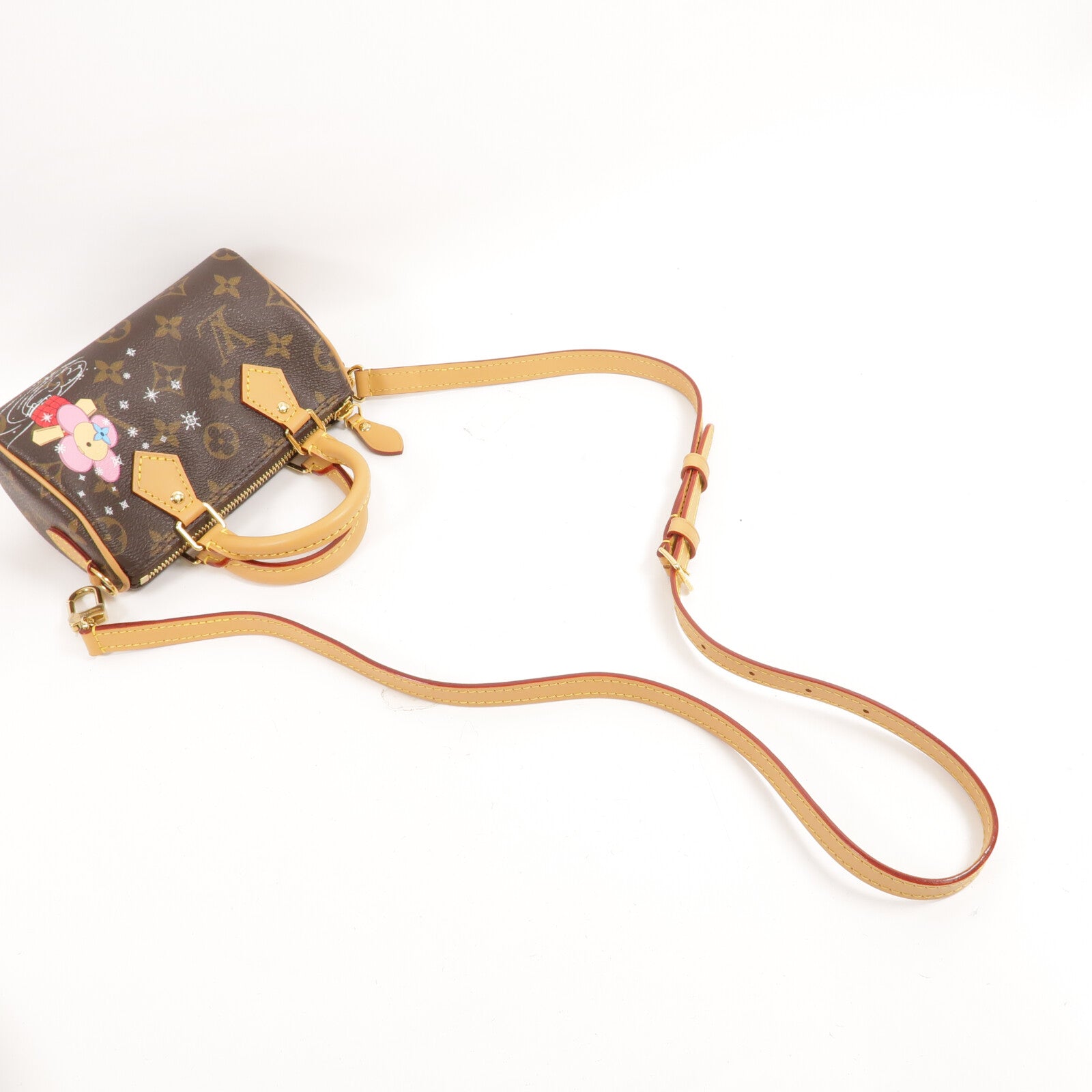 LOUIS VUITTON Monogram Vivienne Nano Speedy金扣手挽肩背兩用袋