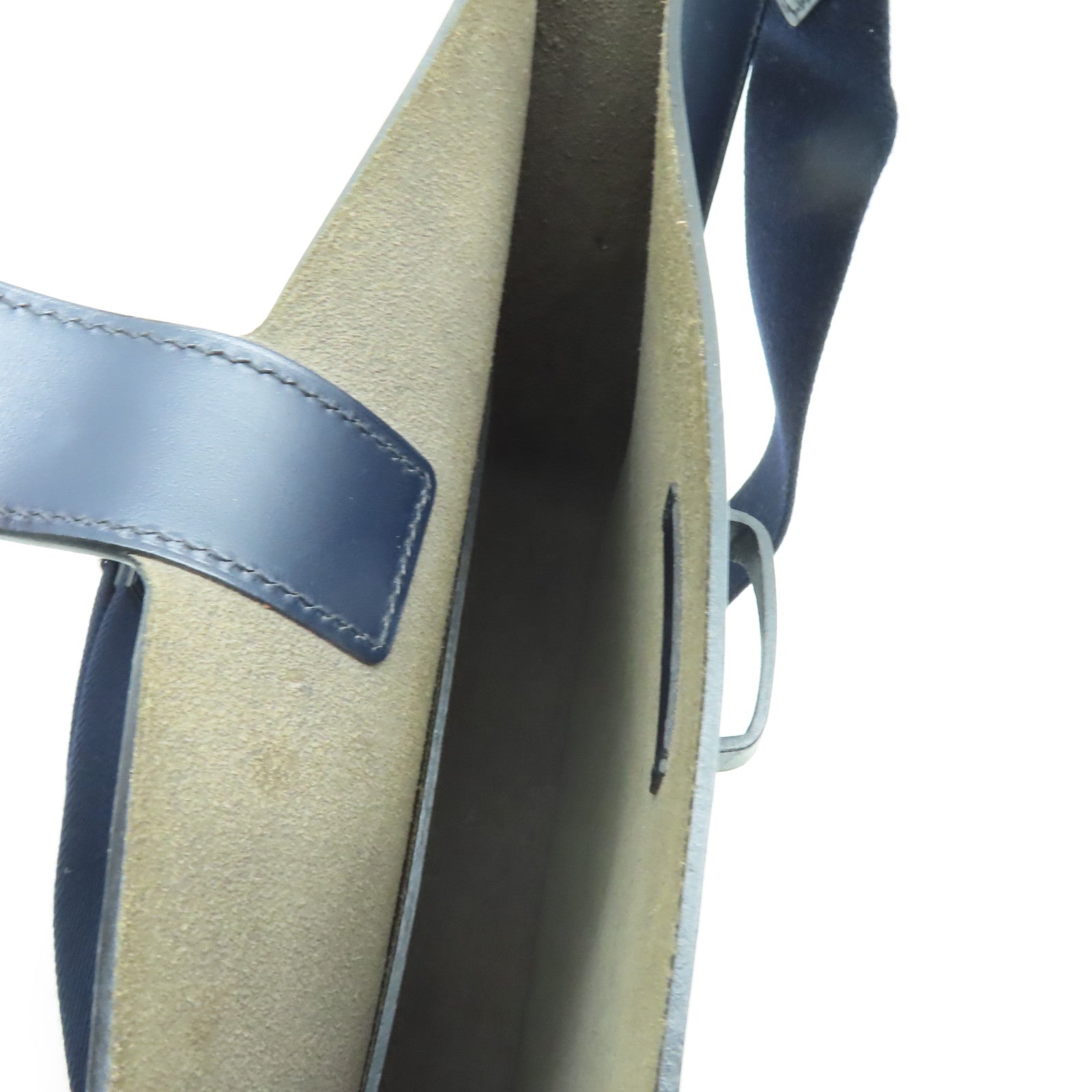 HERMES 【激減優惠】皮革Evelyne Sellier 29銀扣肩背袋Blue Indigo靛藍色