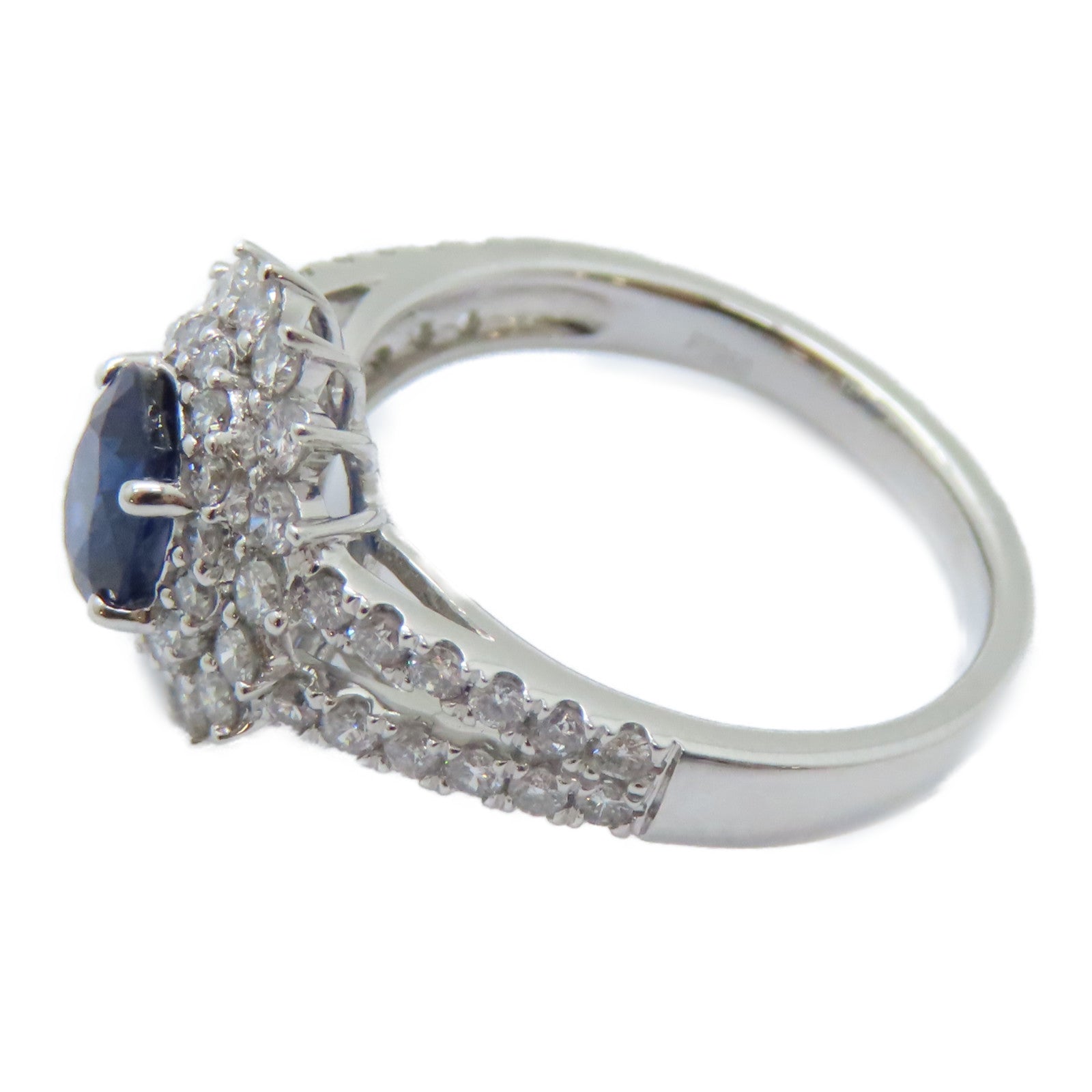 JEWELRY PT950鉑金Sapphire Diamond Ring 1.08ct藍寶石/0.81ct鑽石戒指US#6