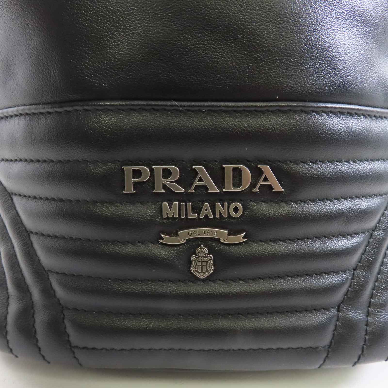 PRADA 牛皮皮革2 Way Shoulder銀扣手挽肩背兩用袋黑色