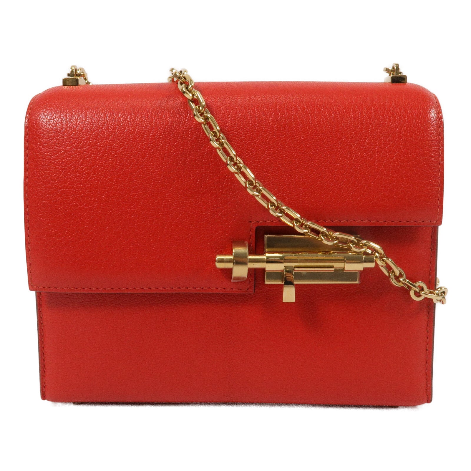 HERMES Chevre皮革Mini Verrou鏈帶肩背袋Rough de Coeur