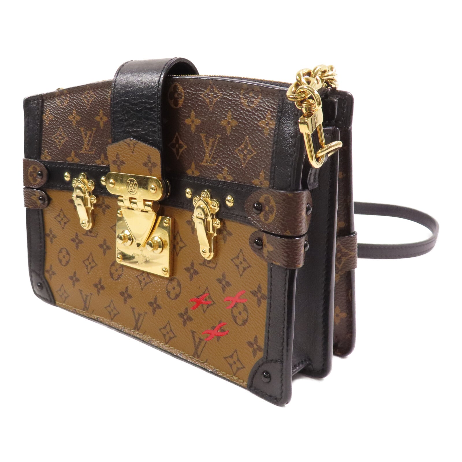 LOUIS VUITTON 【激減優惠】Monogram Reverse Trunk Clutch金扣肩背袋