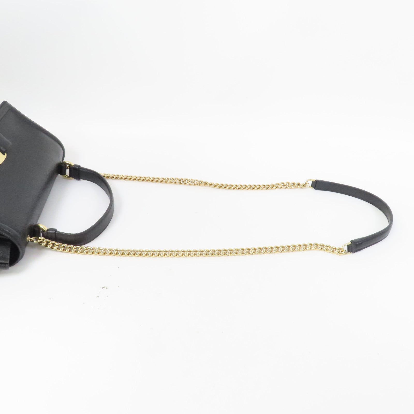 Salvatore Ferragamo 牛皮皮革2 Way Shoulder金扣手挽肩背兩用袋黑色