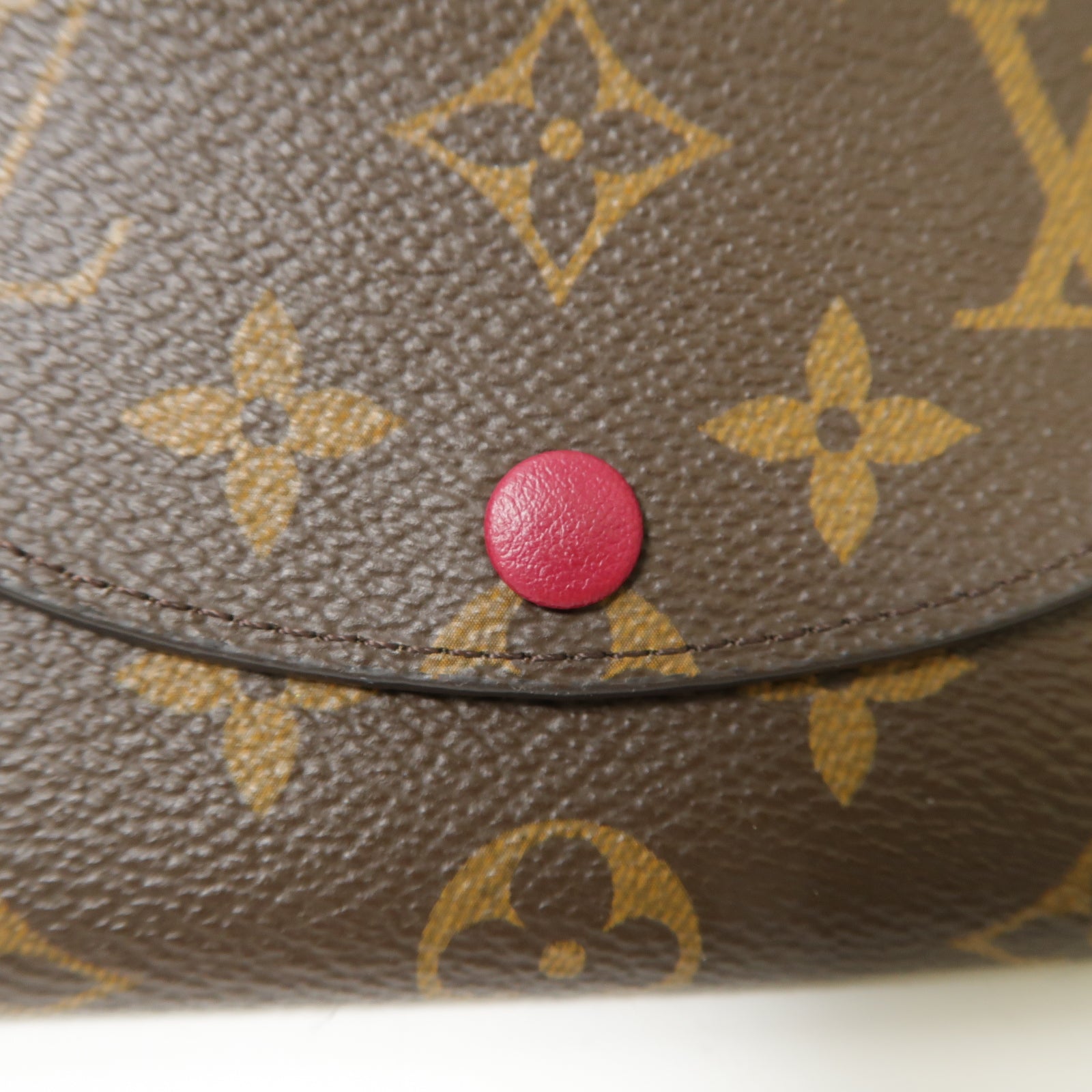 LOUIS VUITTON Monogram Rosalie金扣卡片套棕色/酒紅色