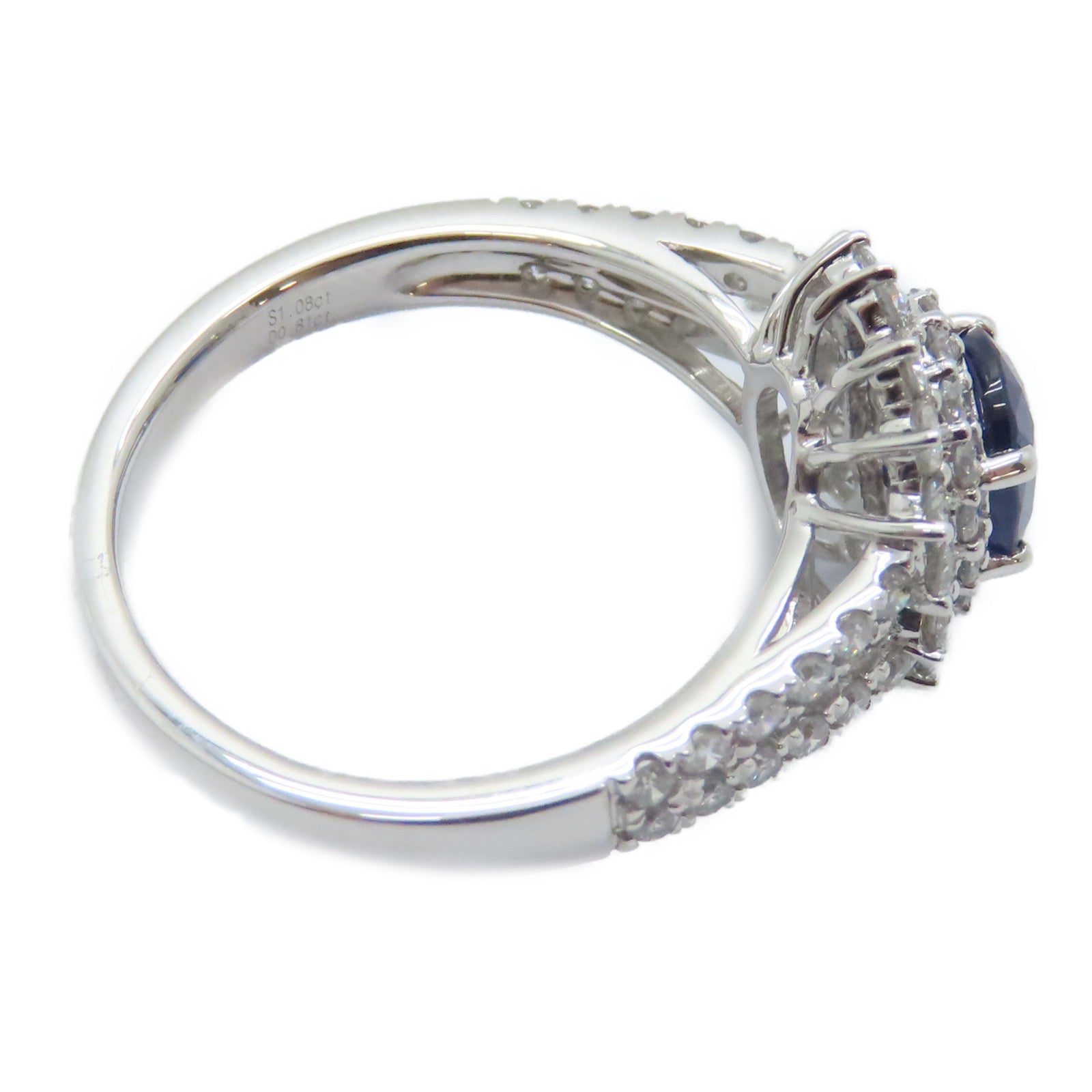 JEWELRY PT950鉑金Sapphire Diamond Ring 1.08ct藍寶石/0.81ct鑽石戒指US#6