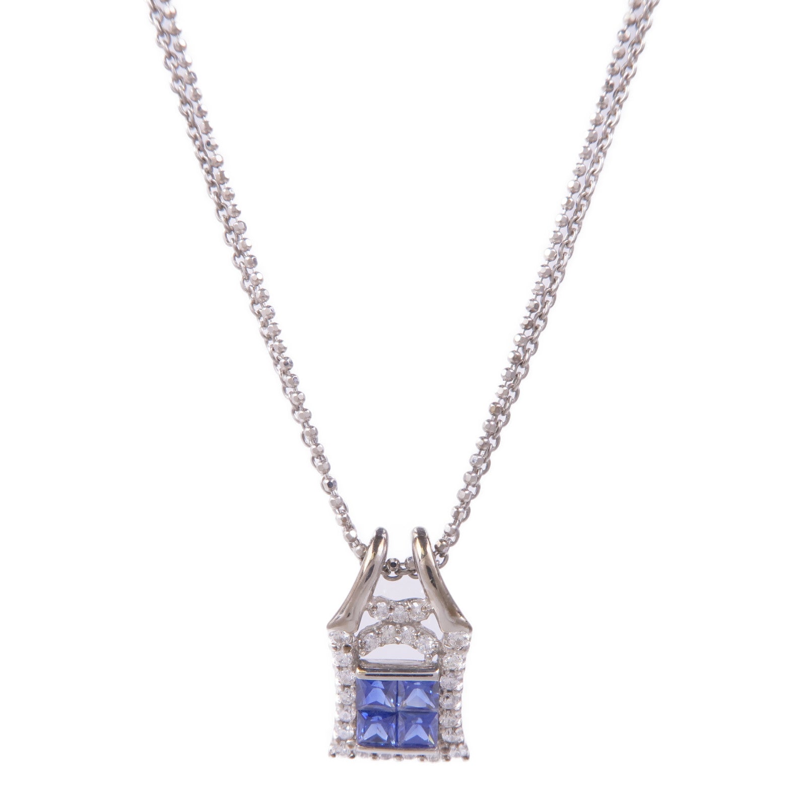 JEWELRY 18K白金Sapphire Diamond Necklace藍寶石/鑽石項鍊