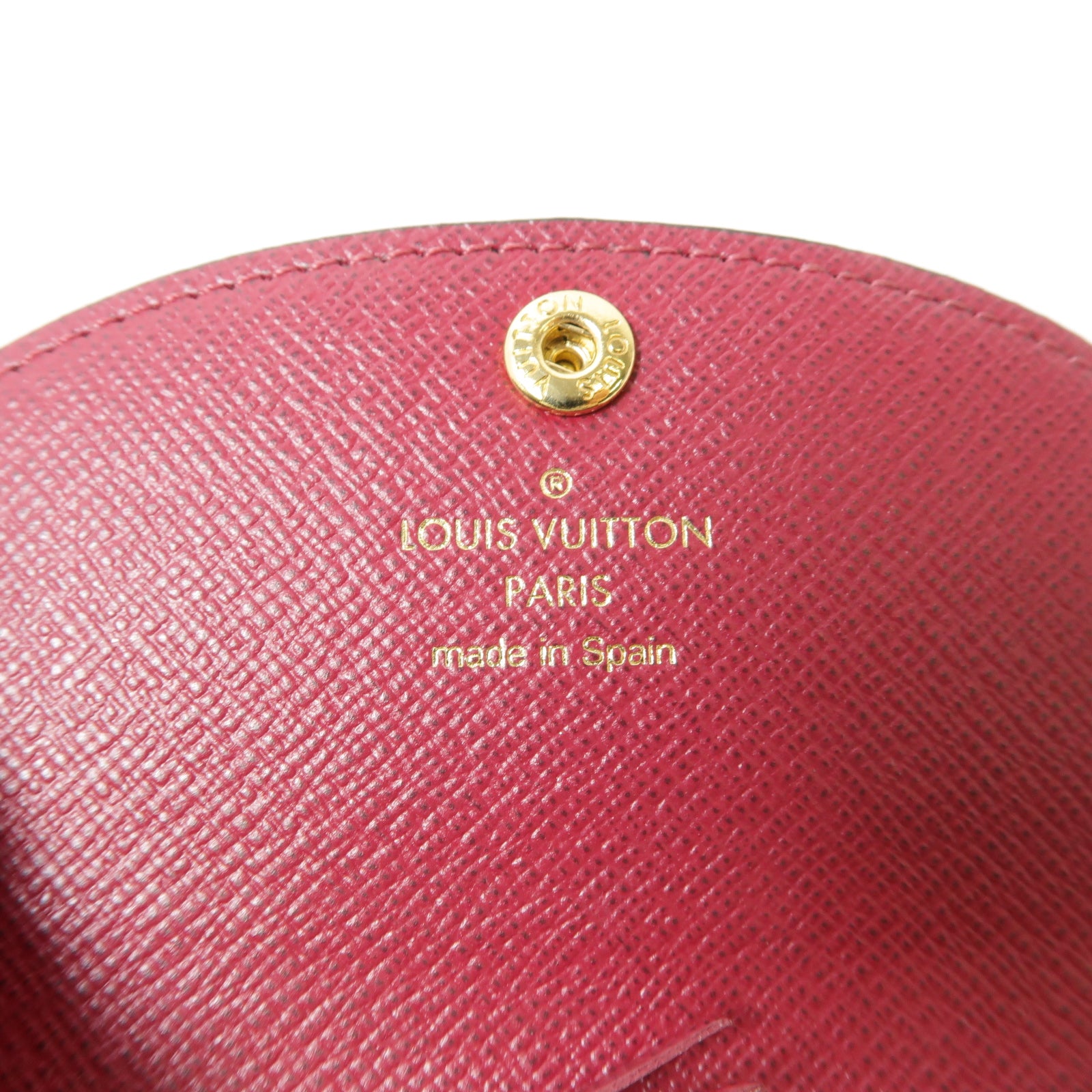 LOUIS VUITTON Monogram Rosalie金扣卡片套棕色/酒紅色