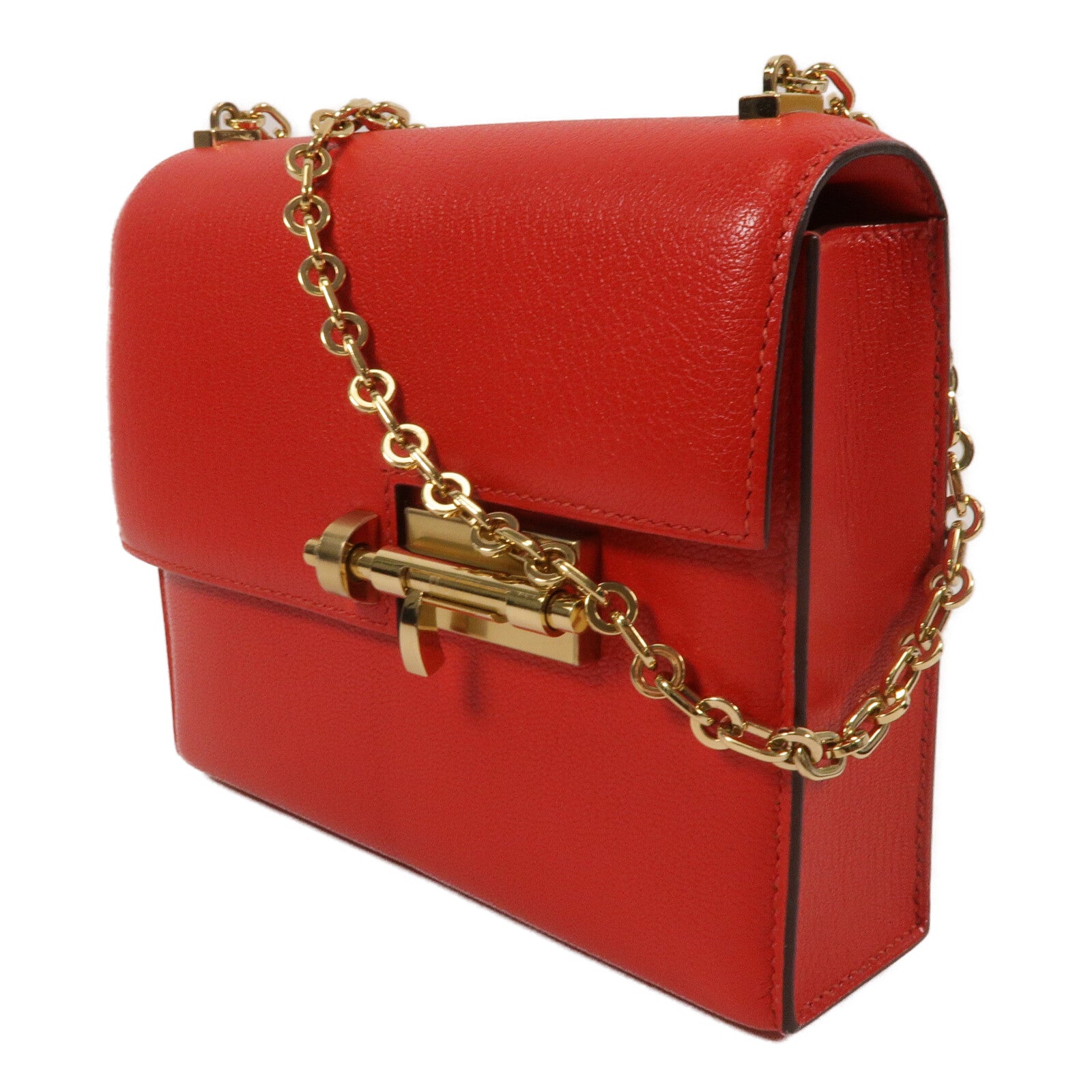 HERMES Chevre皮革Mini Verrou鏈帶肩背袋Rough de Coeur