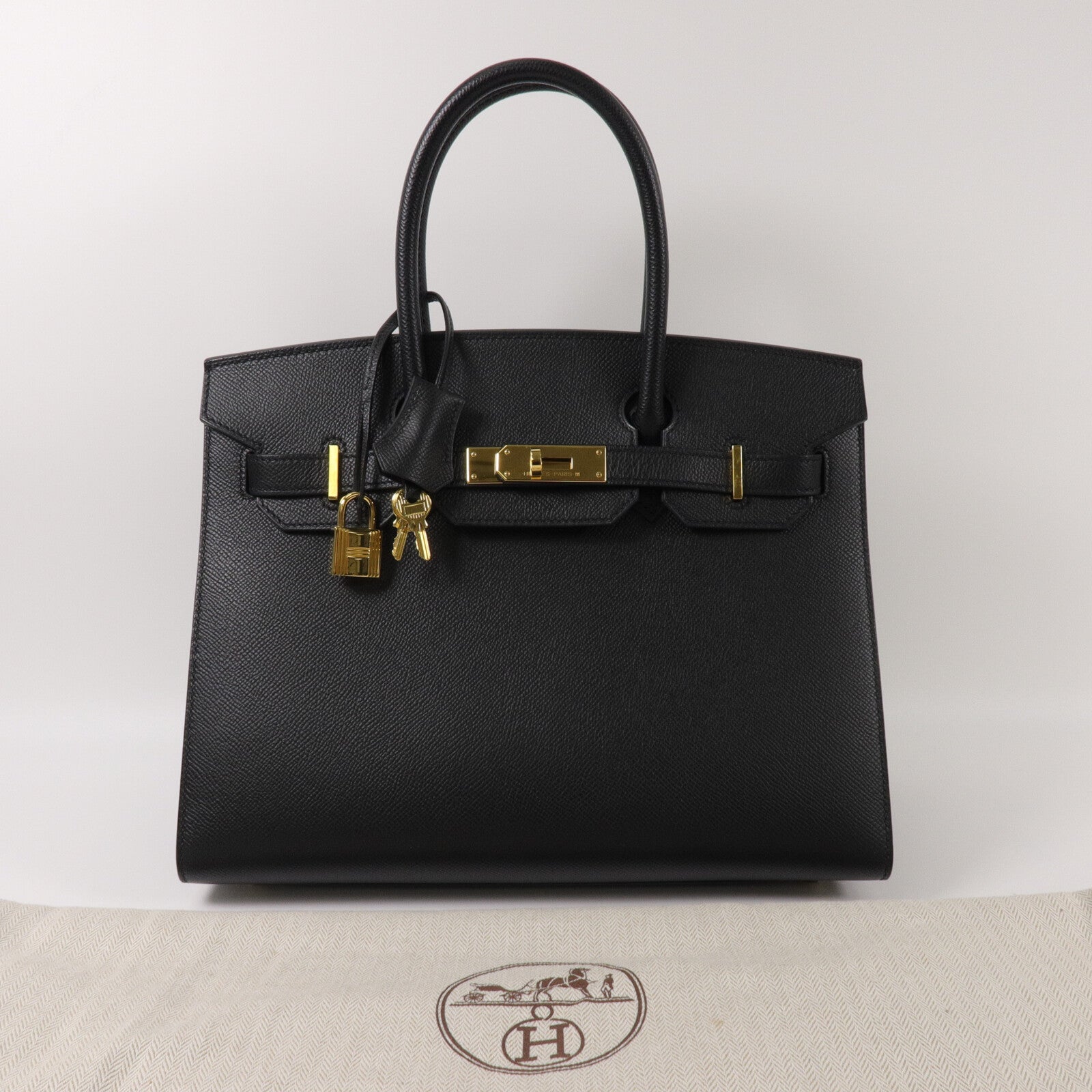HERMES Epsom皮革Birkin 30手挽袋Noir