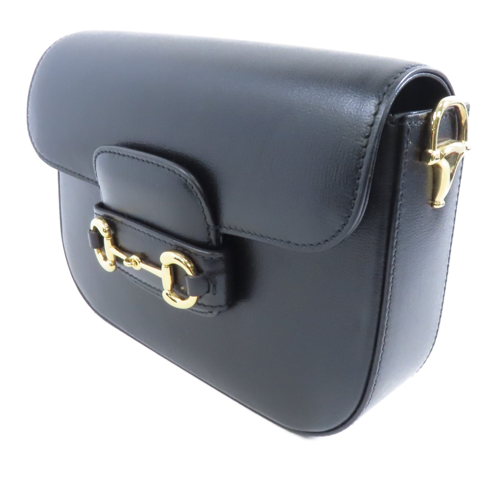 GUCCI 牛皮皮革Horsebit 1955 Mini Bag金扣肩背袋黑色