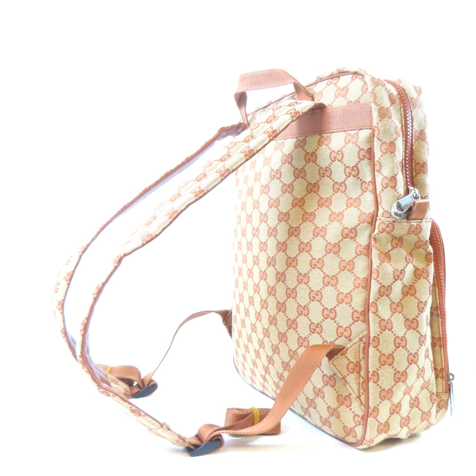 GUCCI 帆布NY Yankees銀扣背包啡色