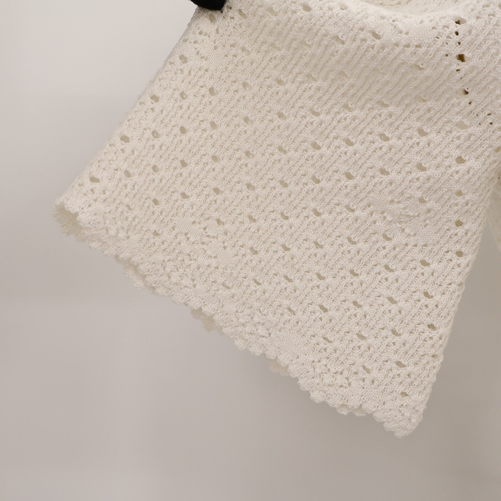CHANEL Cotton/Polyamide 24P Crochet Cutout Lace Knit Short Sleeve針織