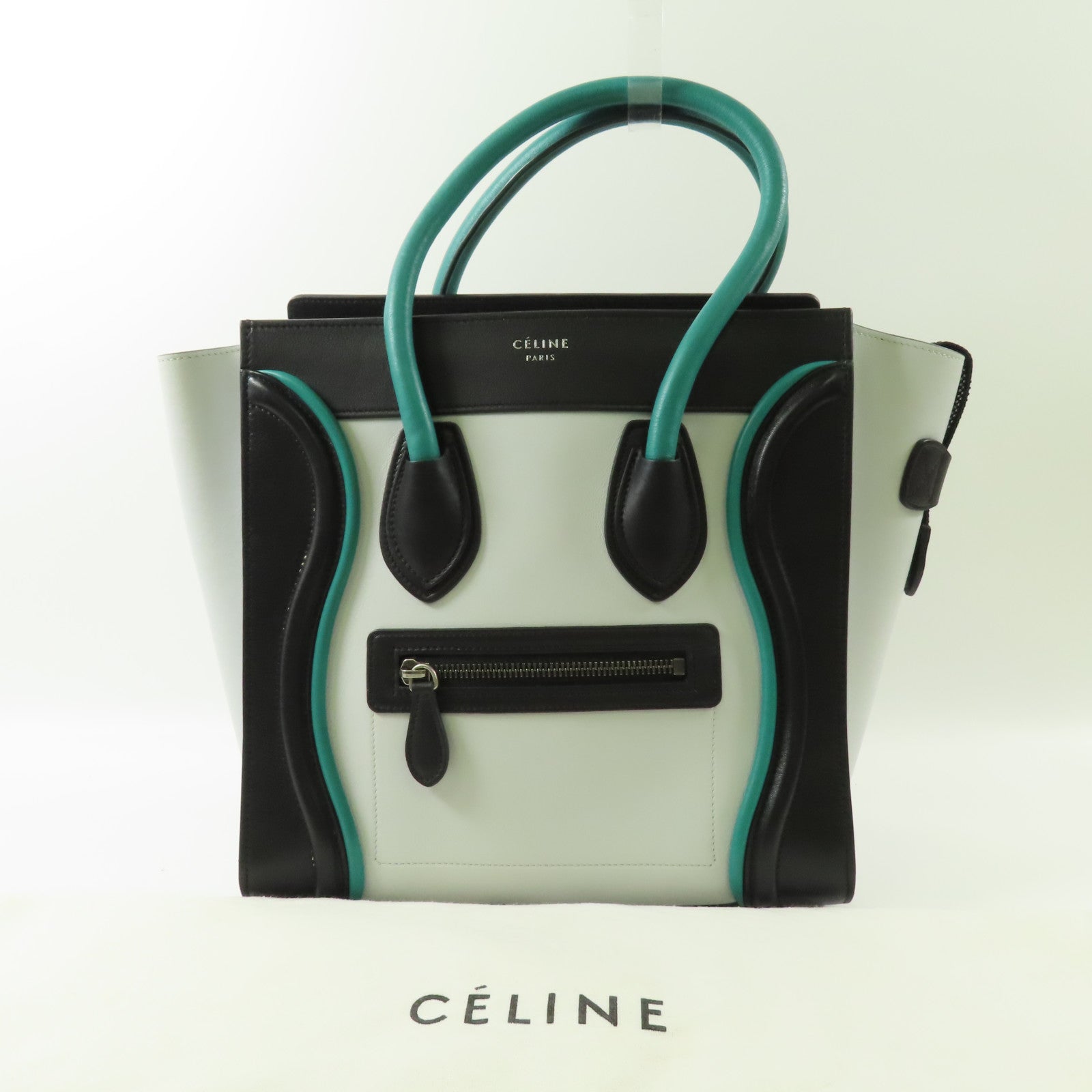 CELINE 牛皮皮革Micro Luggage銀扣手挽袋