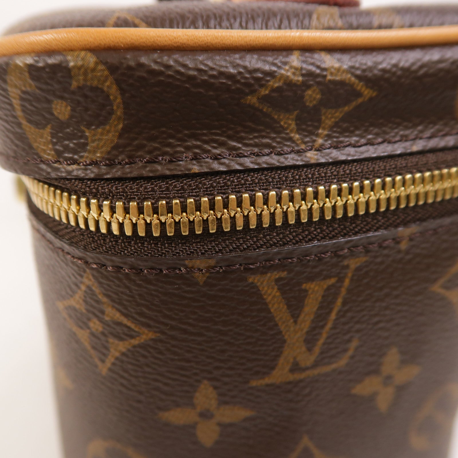 LOUIS VUITTON Monogram Nice BB金扣手挽袋棕色