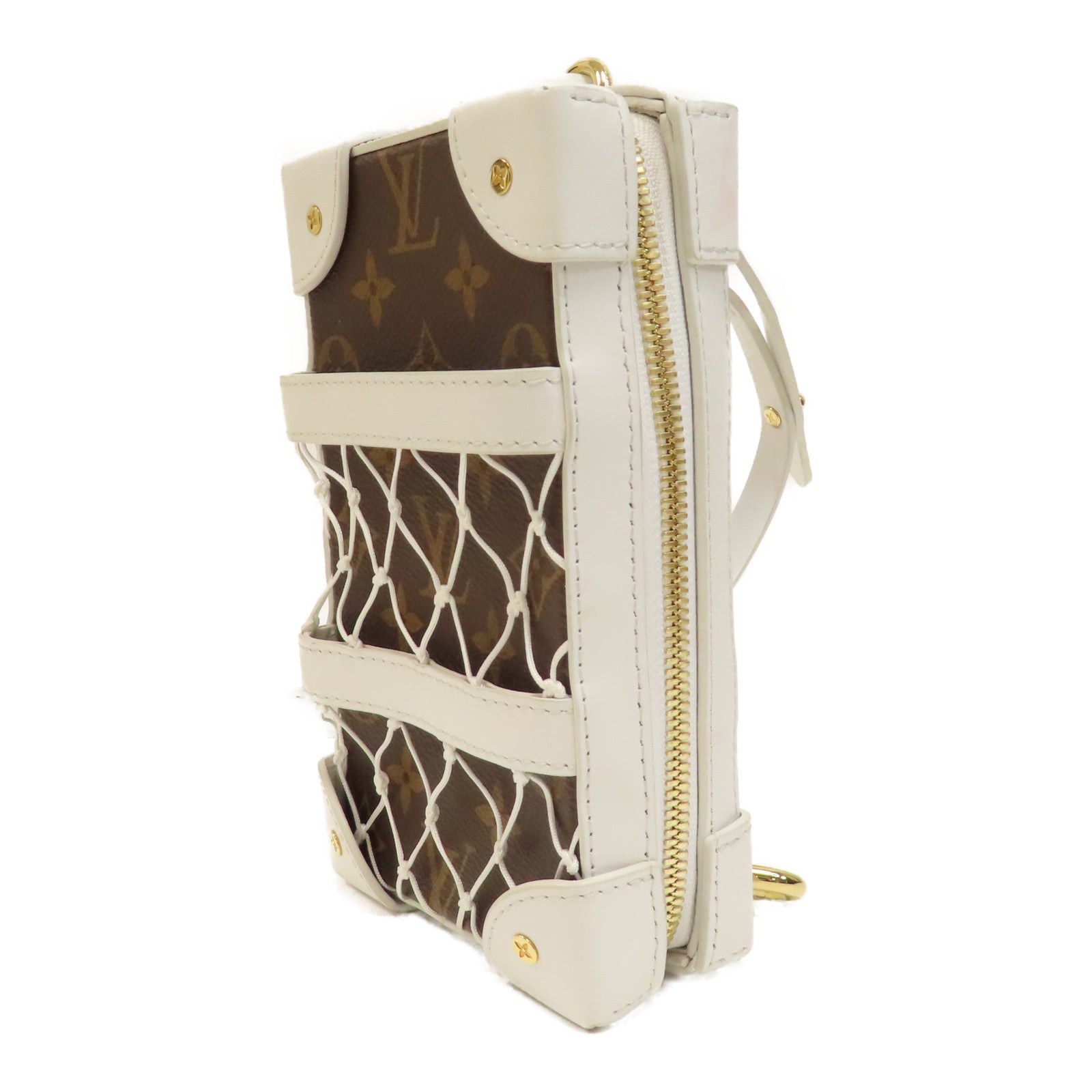 LOUIS VUITTON 【激減優惠】Monogram/皮革LVxNBA Soft Trunk金扣肩背袋啡色/白色