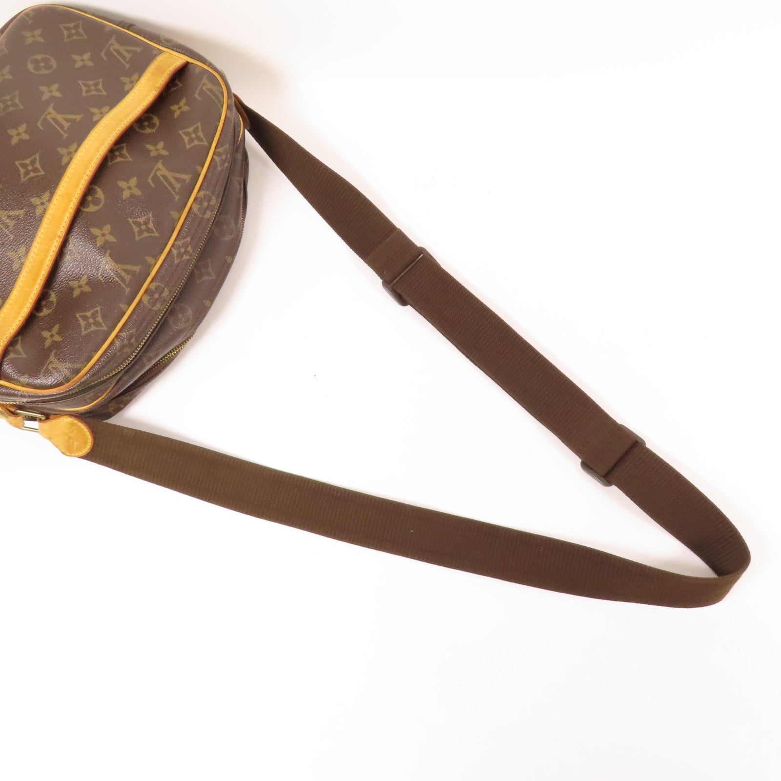 LOUIS VUITTON Monogram Reporter PM金扣肩背袋棕色