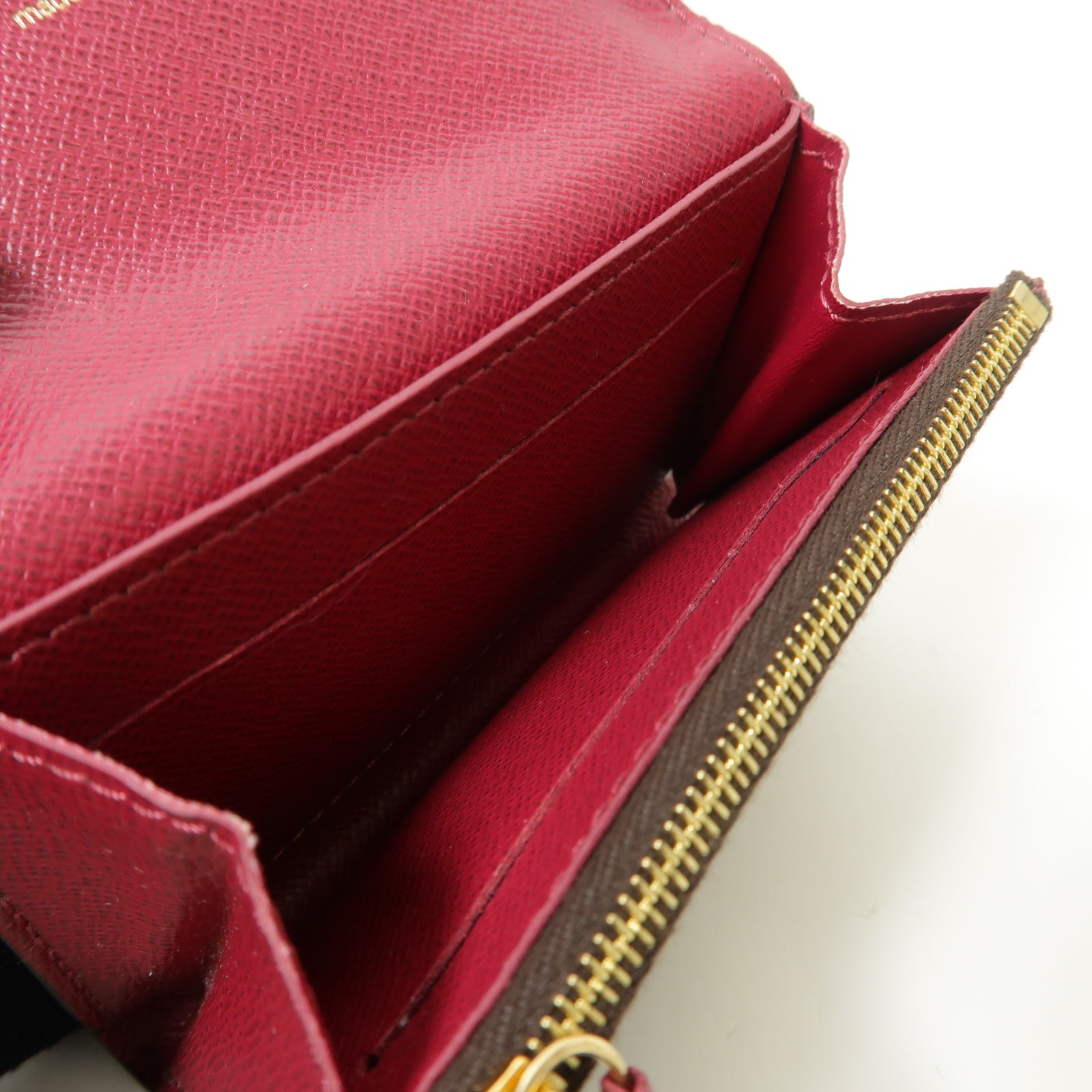 LOUIS VUITTON Monogram Rosalie金扣卡片套棕色/酒紅色