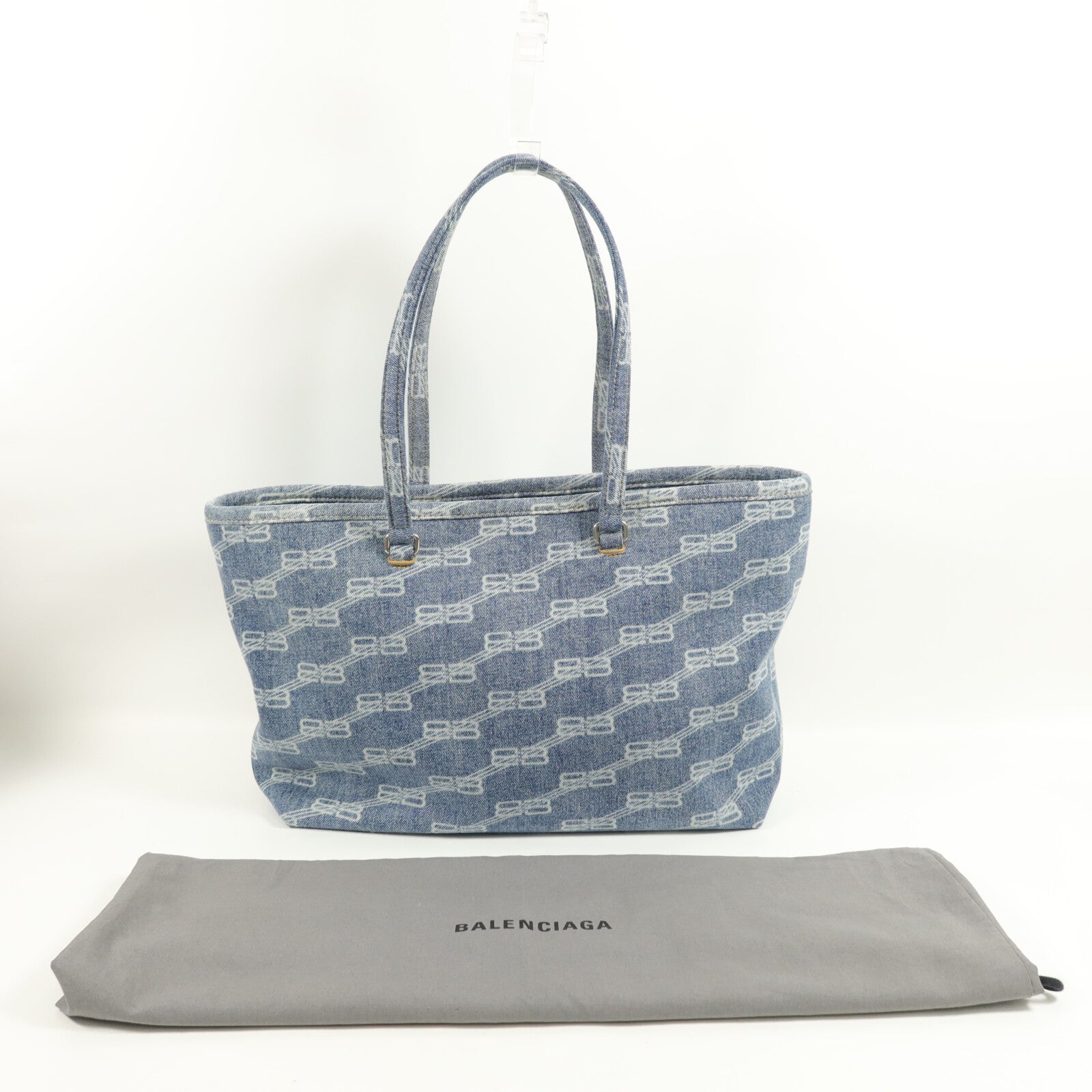 BALENCIAGA 牛仔布BB Signature Shopper手挽袋