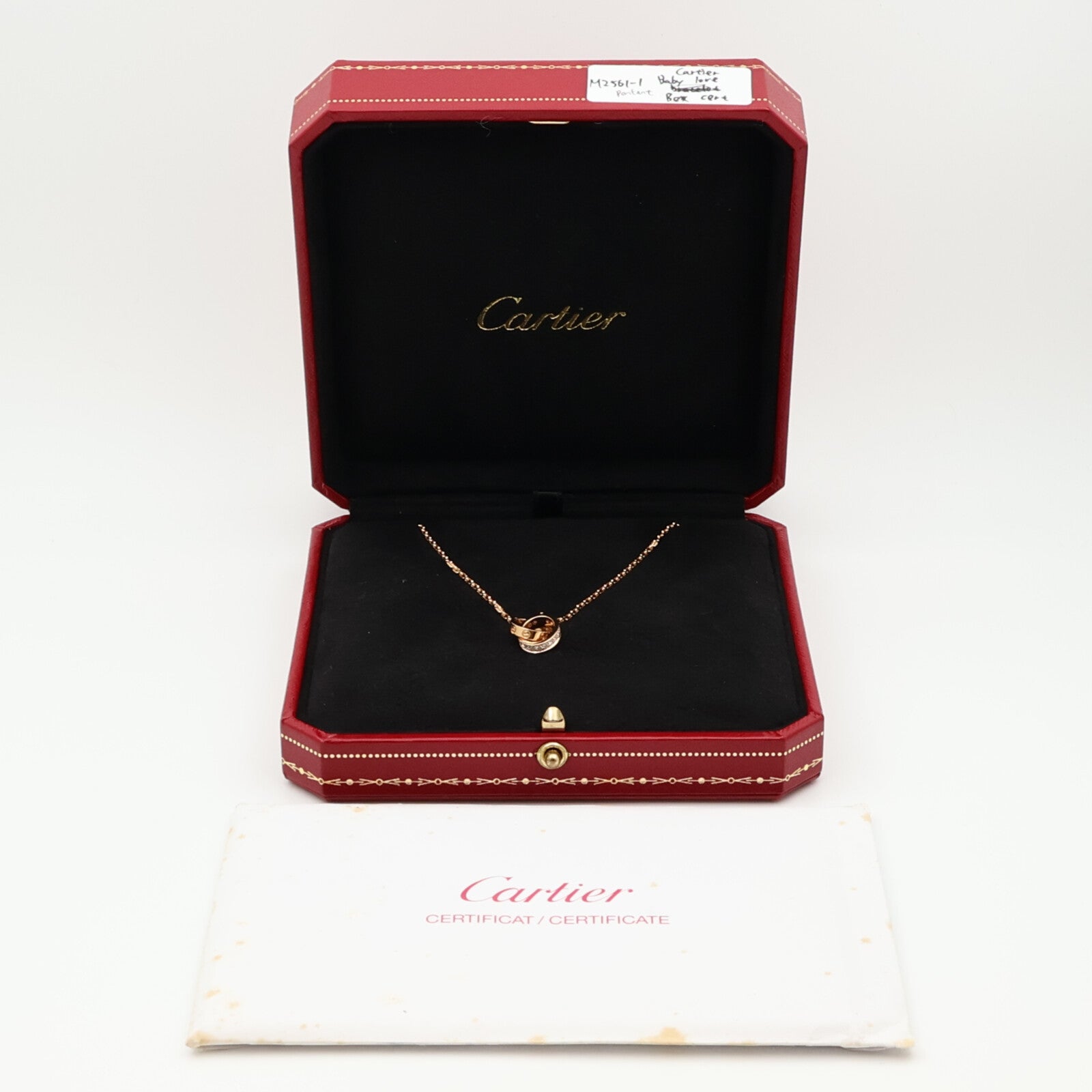 CARTIER 18K玫瑰金Love Pendant Half-Paved鑽石項鍊