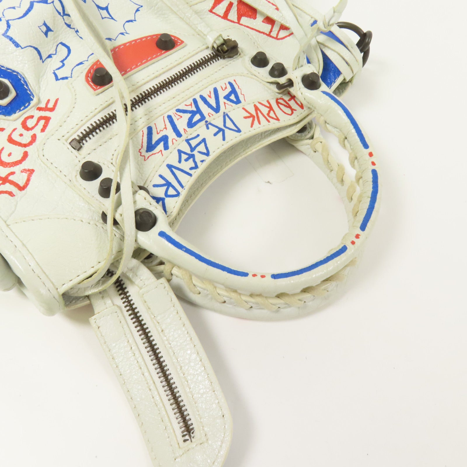 BALENCIAGA 牛皮皮革Mini City Graffiti手挽肩背兩用袋