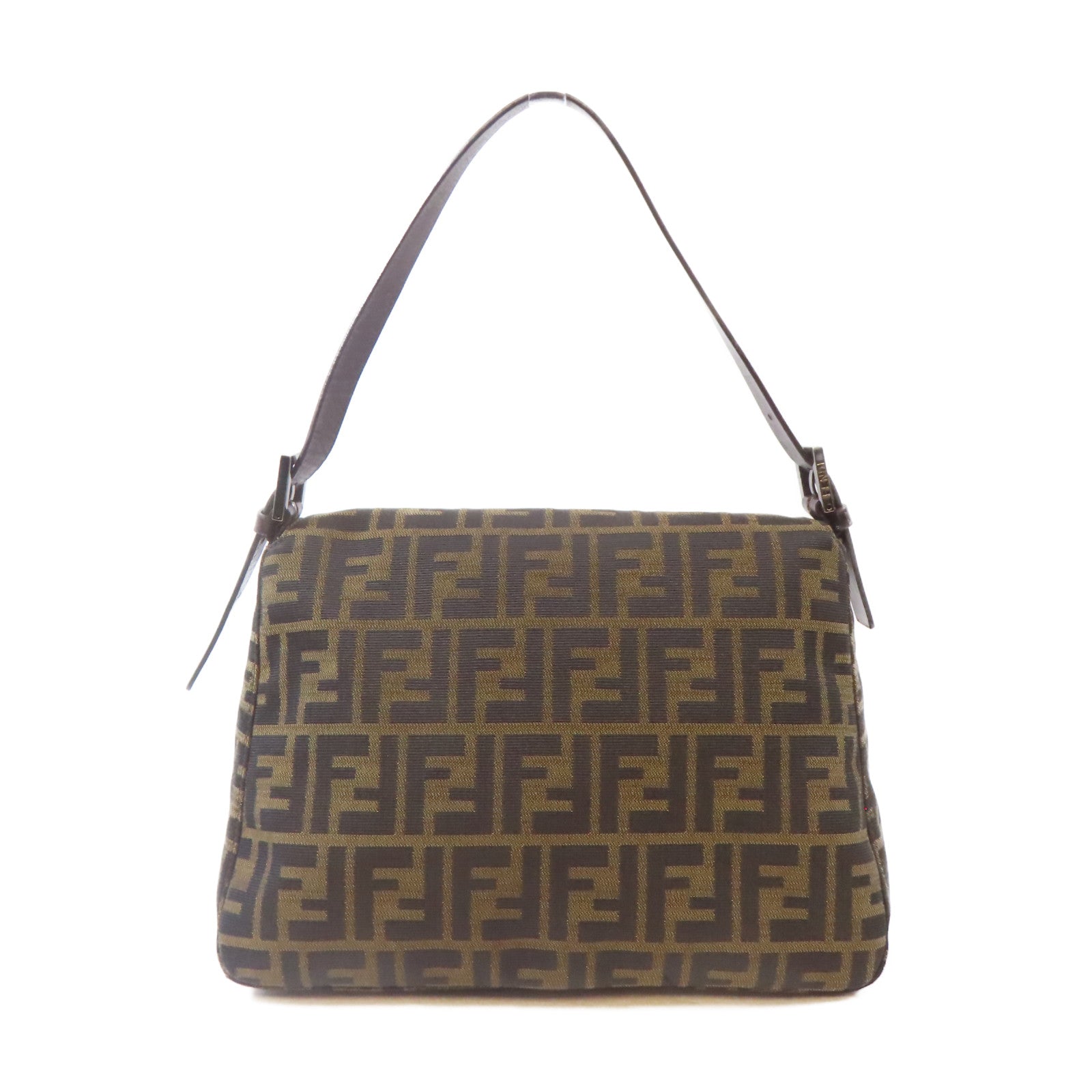 FENDI 帆布Shoulder Bag銀扣肩背袋啡色