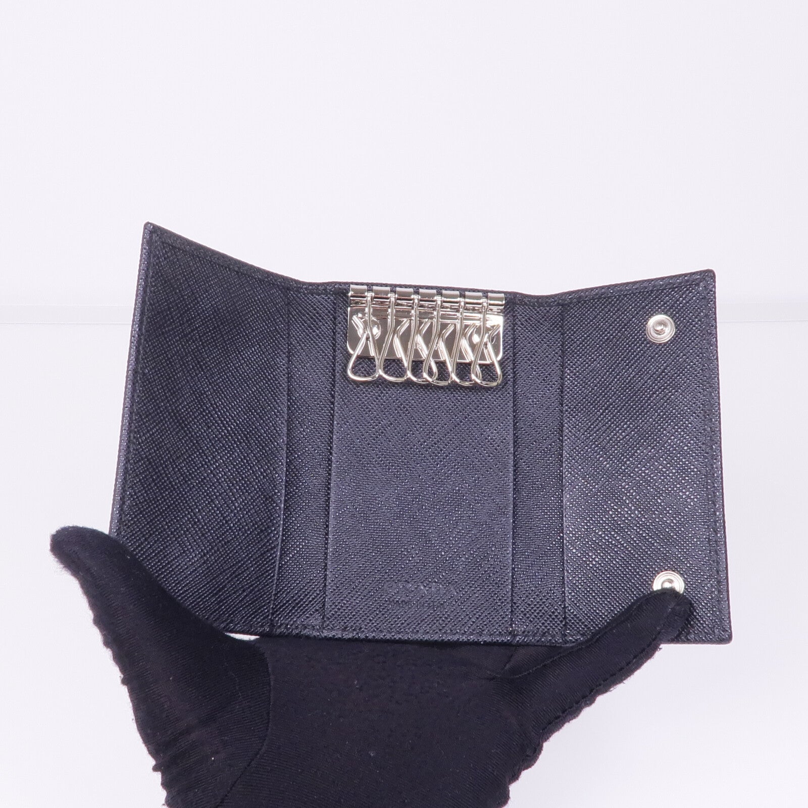 PRADA 牛皮皮革Key Case銀扣鎖匙包