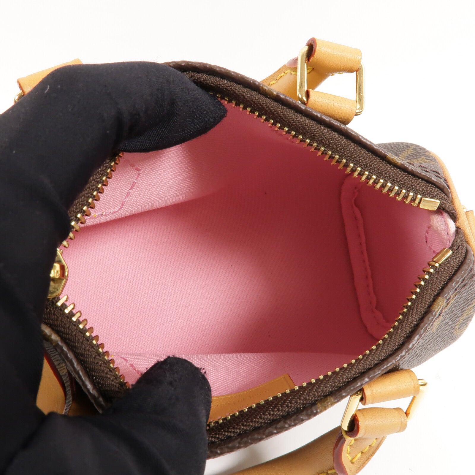 LOUIS VUITTON Monogram Vivienne Nano Speedy金扣手挽肩背兩用袋