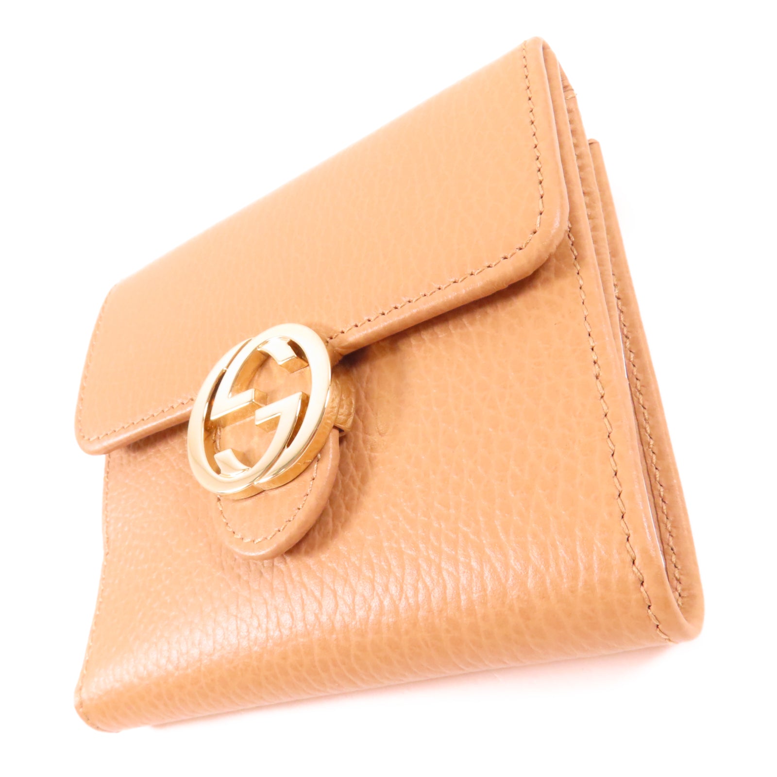 GUCCI 牛皮皮革Wallet金扣錢包啡色