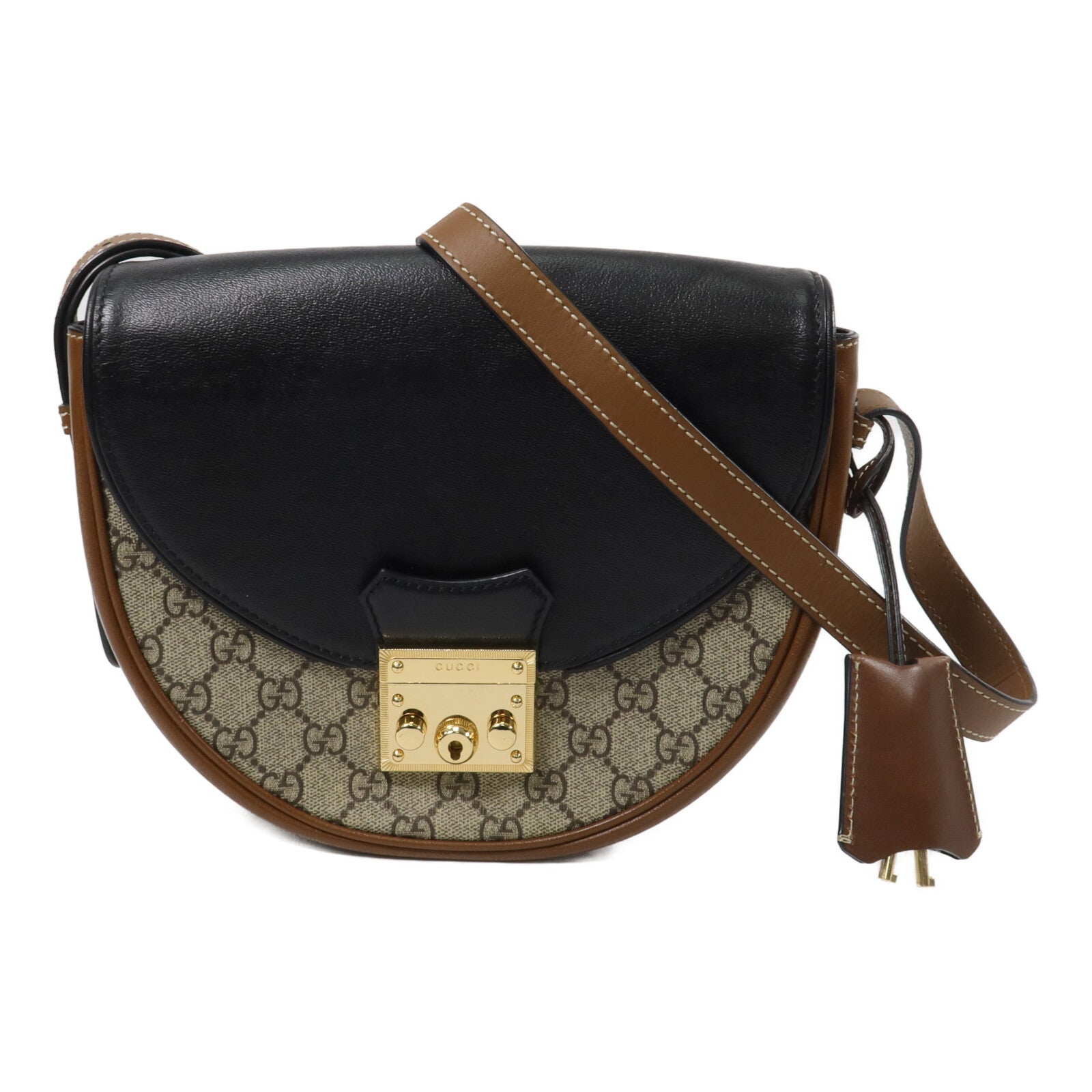 GUCCI 塗層帆布Padlock Saddle Small肩背袋