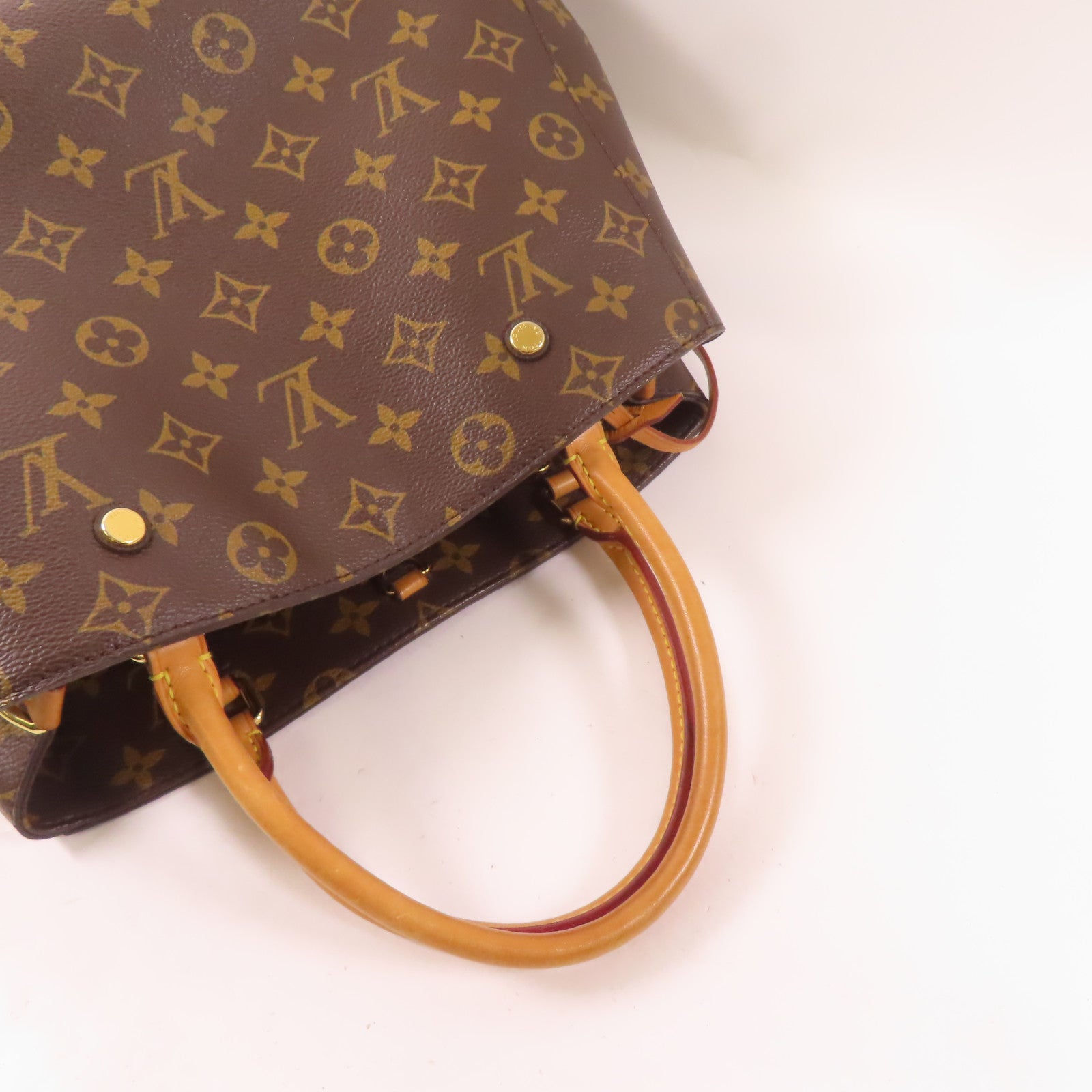 LOUIS VUITTON Monogram Montaigne金扣手挽肩背兩用袋棕色