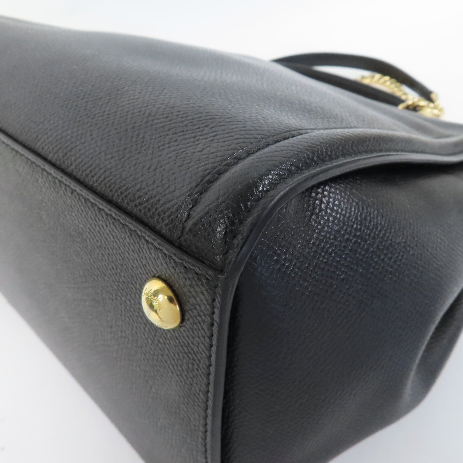 Salvatore Ferragamo 牛皮皮革2 Way Shoulder金扣手挽肩背兩用袋黑色