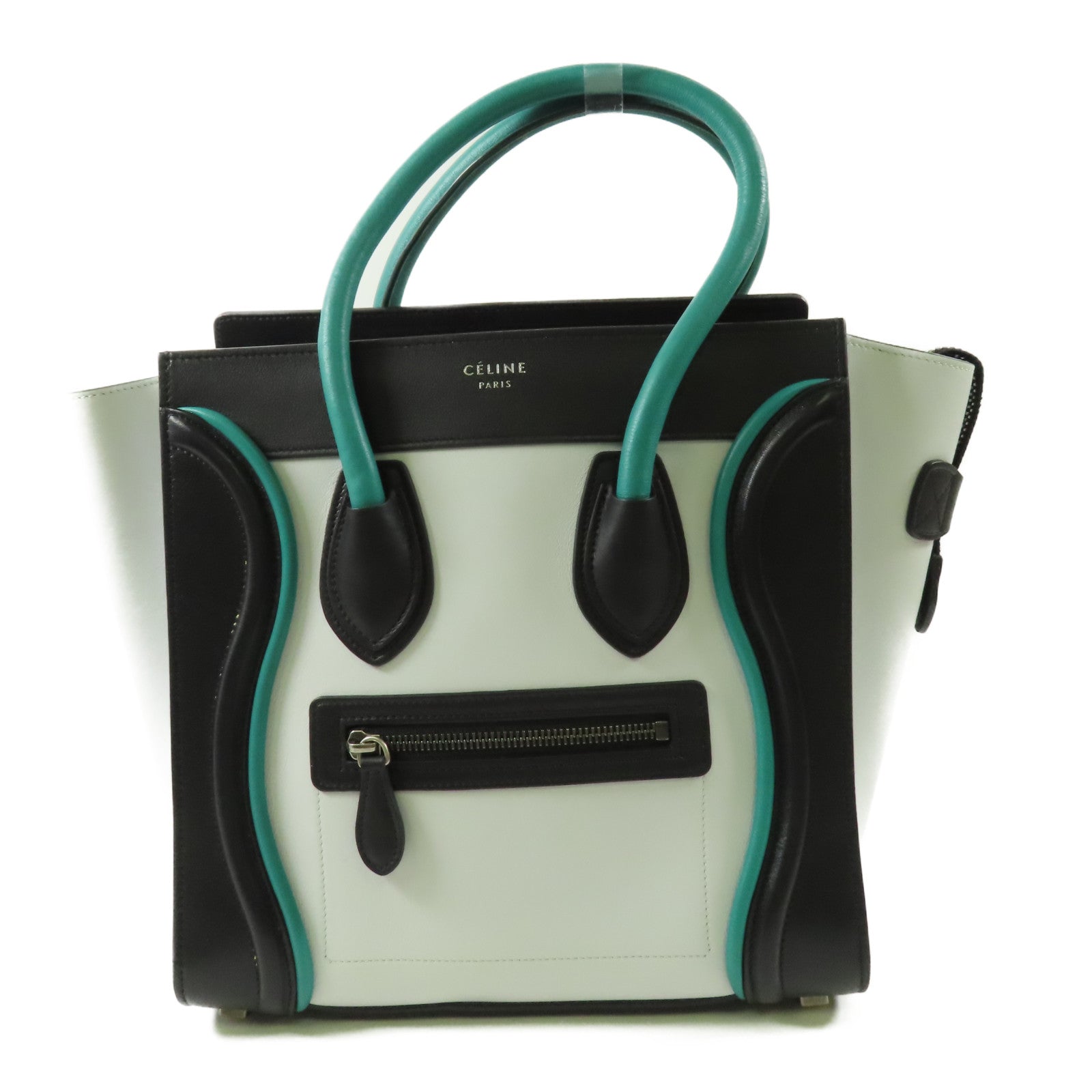 CELINE 牛皮皮革Micro Luggage銀扣手挽袋