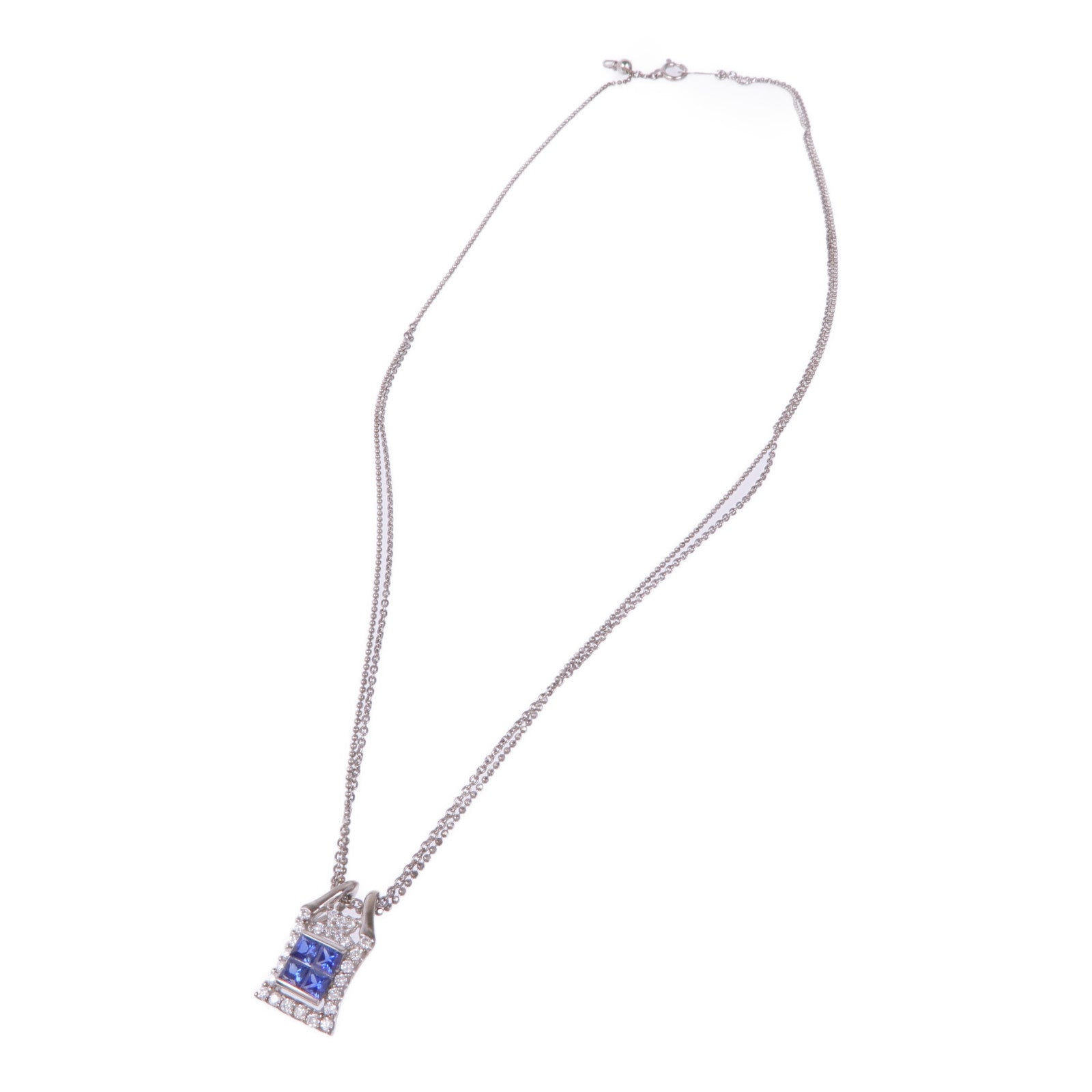 JEWELRY 18K白金Sapphire Diamond Necklace藍寶石/鑽石項鍊