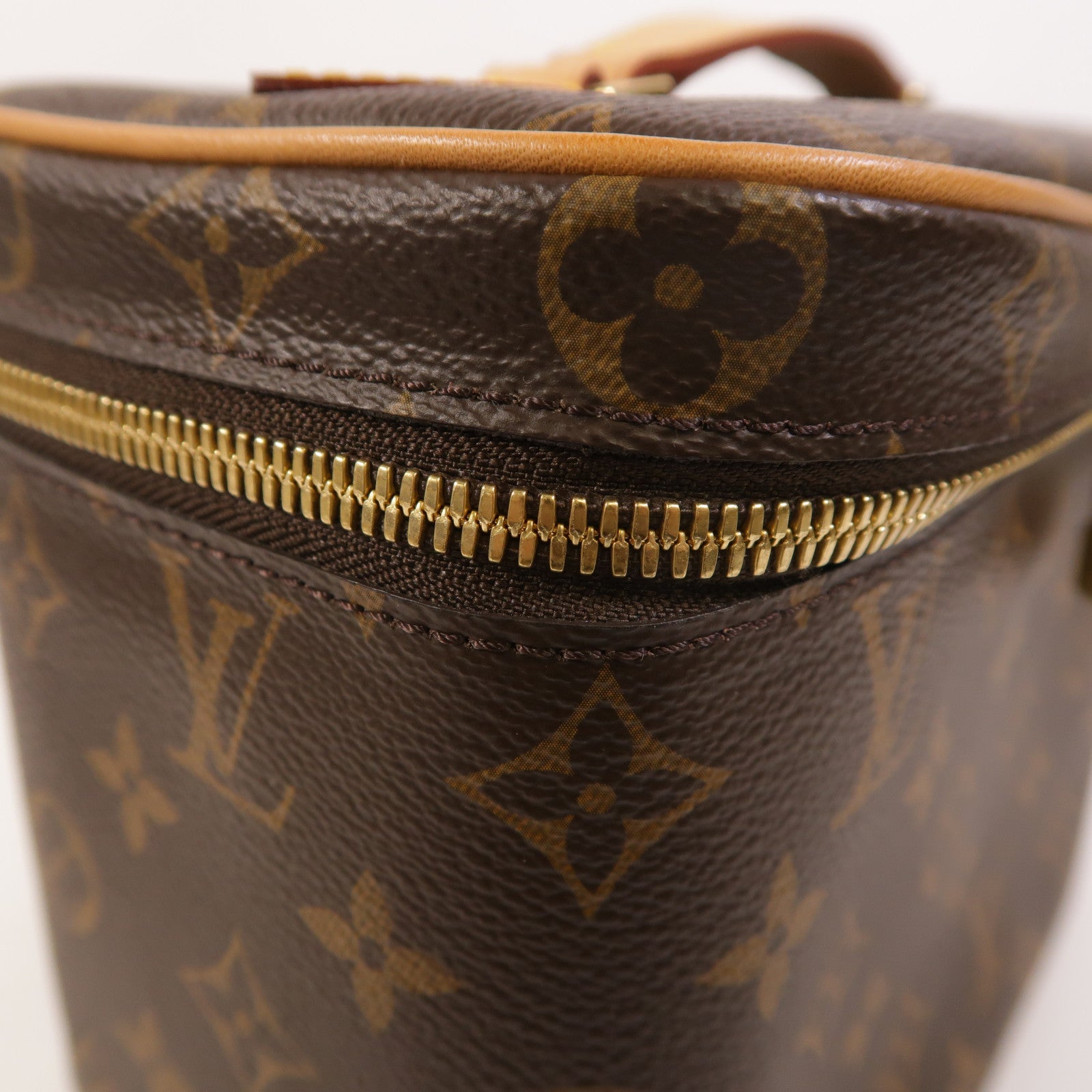 LOUIS VUITTON Monogram Nice BB金扣手挽袋棕色