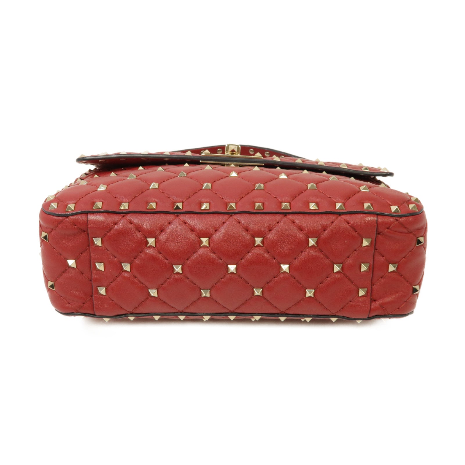 Valentino 菱格羊皮皮革Rockstud Spike 2 Way Chain Shoulder Bag金扣手挽肩背兩用袋紅色