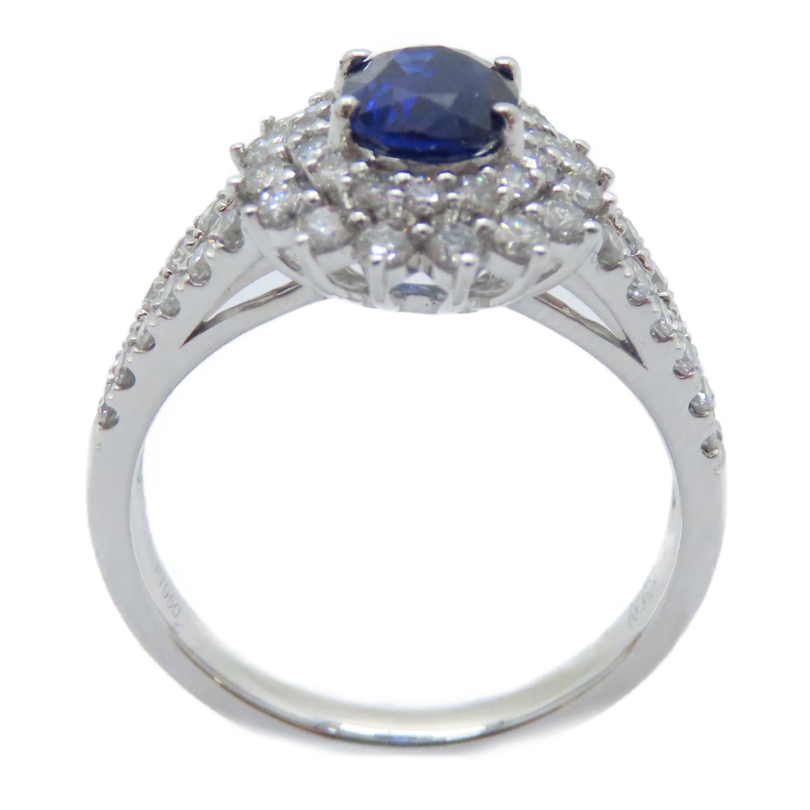 JEWELRY PT950鉑金Sapphire Diamond Ring 1.08ct藍寶石/0.81ct鑽石戒指US#6