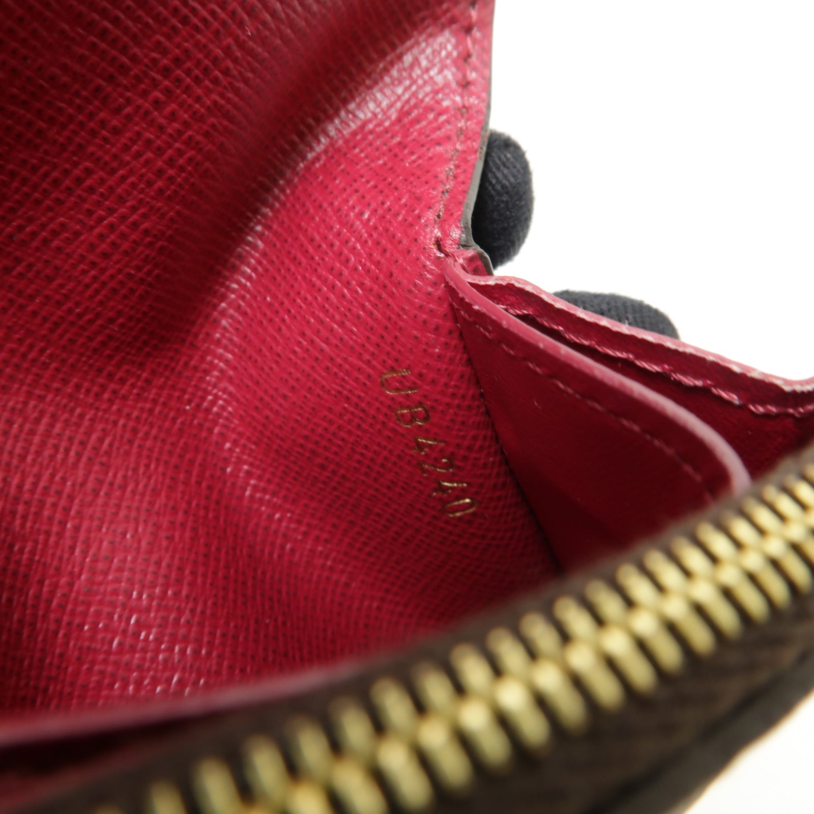 LOUIS VUITTON Monogram Rosalie金扣卡片套棕色/酒紅色