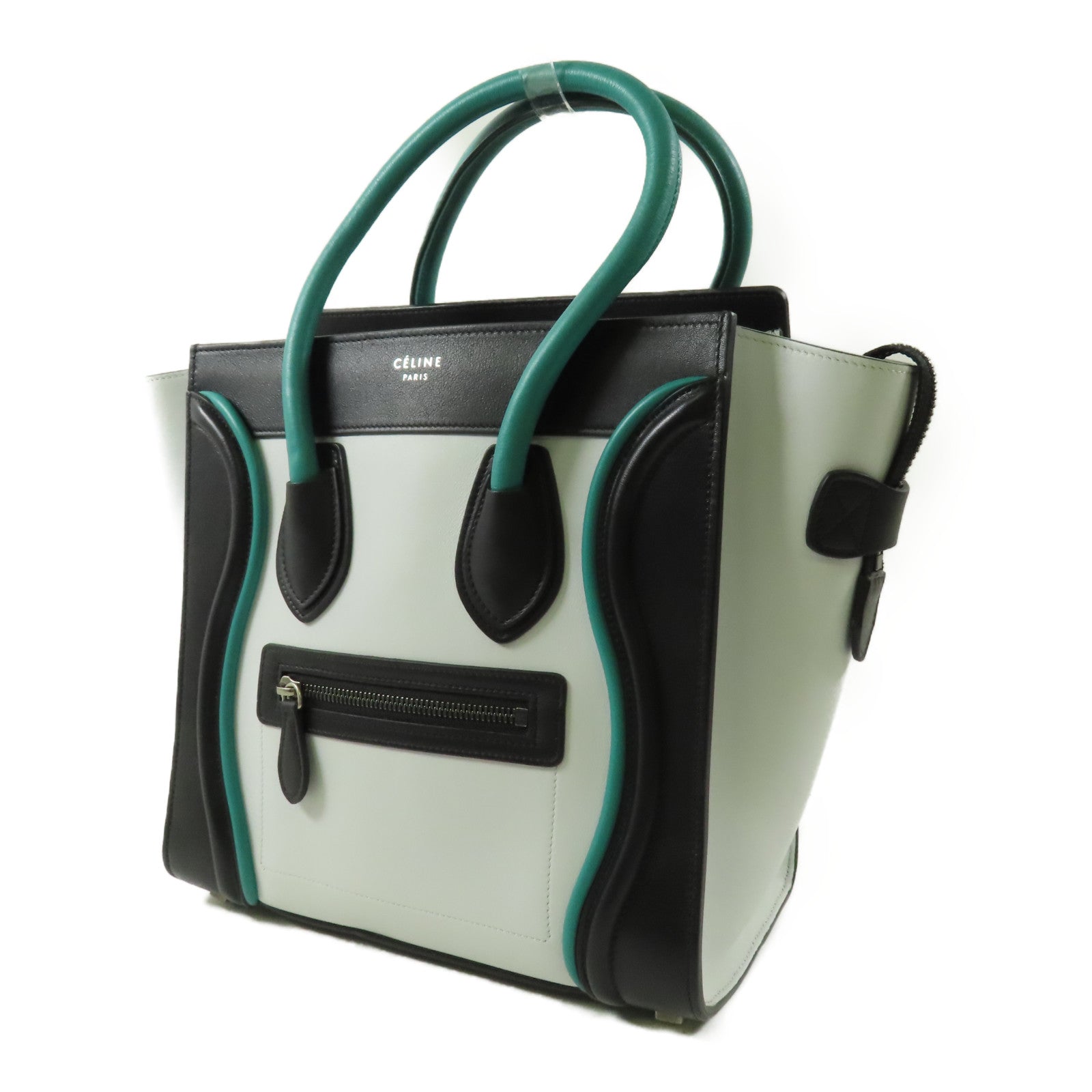 CELINE 牛皮皮革Micro Luggage銀扣手挽袋