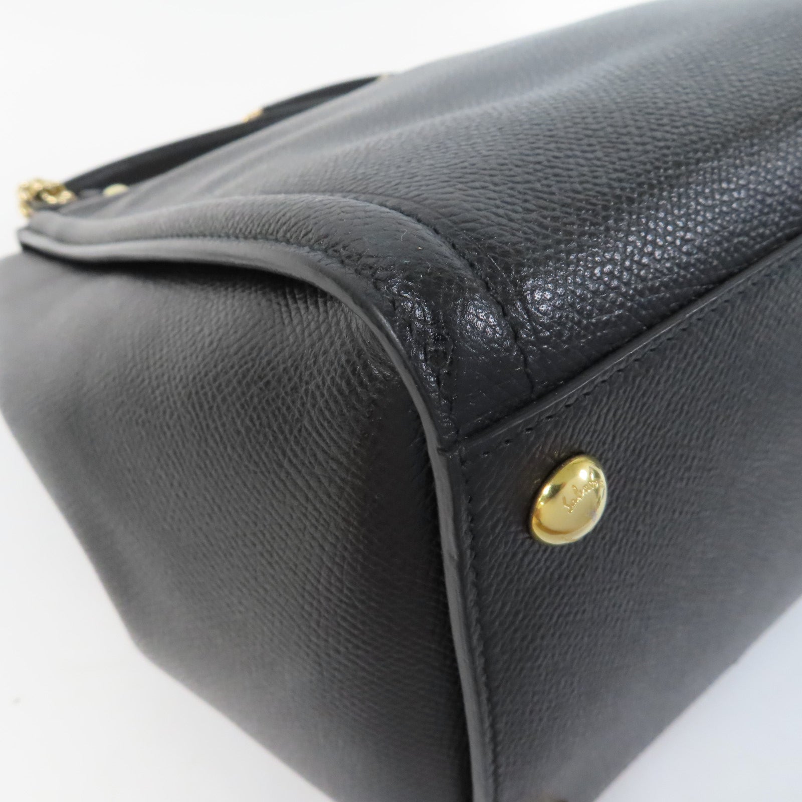 Salvatore Ferragamo 牛皮皮革2 Way Shoulder金扣手挽肩背兩用袋黑色