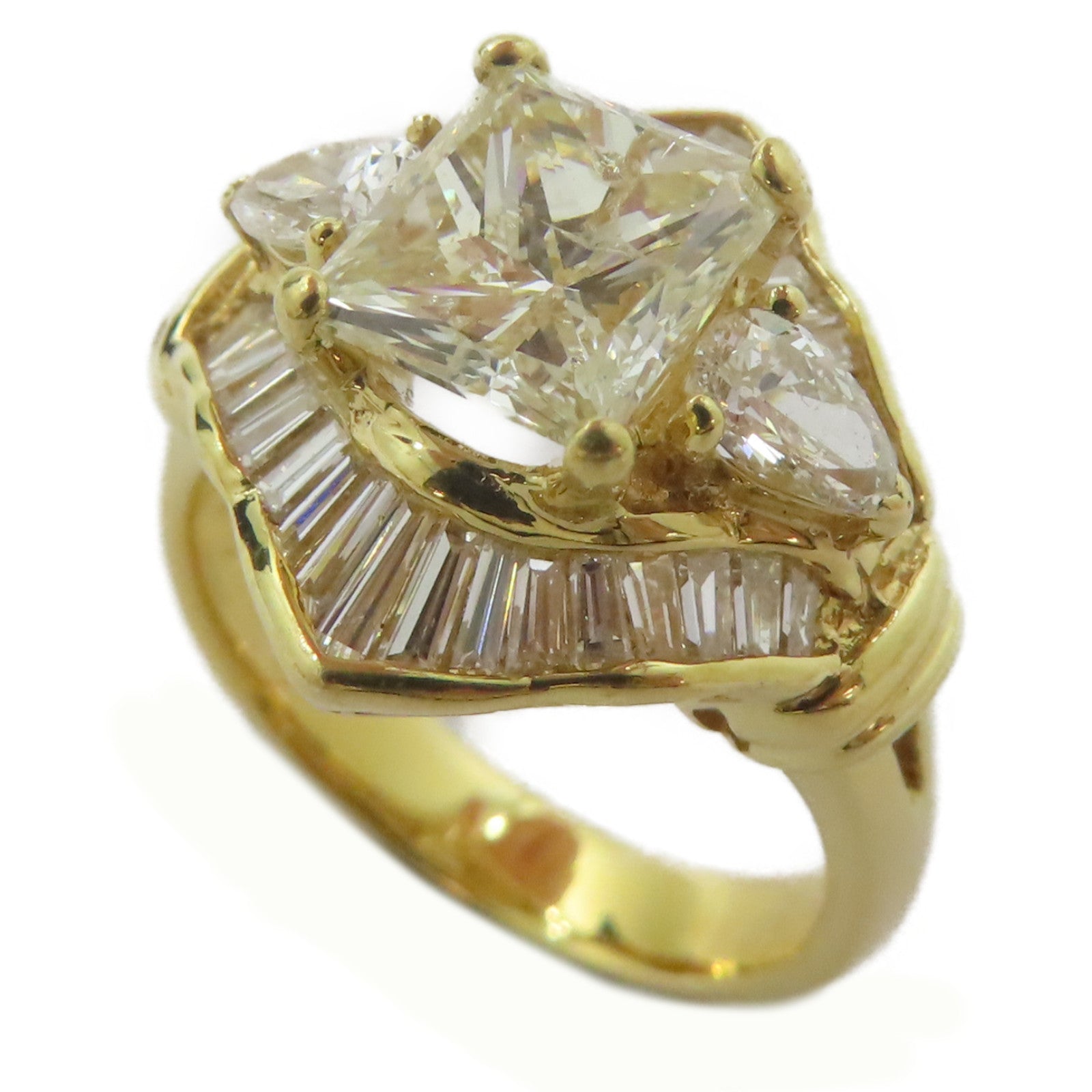 JEWELRY 【激減優惠】18K黃金/2.06ct鑽石/1.22ct鑽石Diamond Ring戒指US#6.75