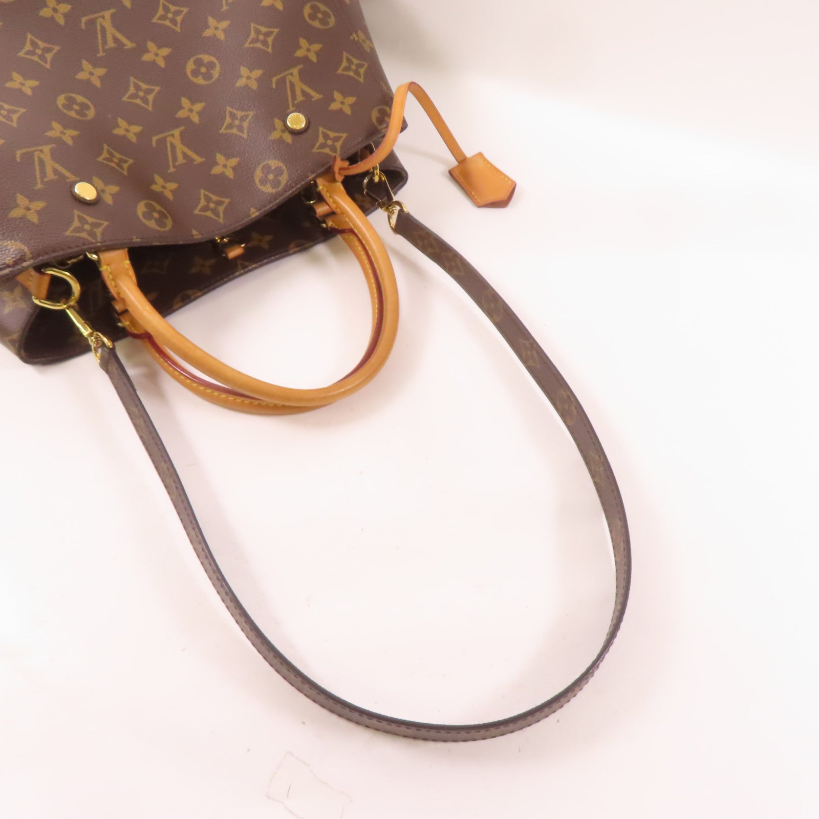 LOUIS VUITTON Monogram Montaigne金扣手挽肩背兩用袋棕色
