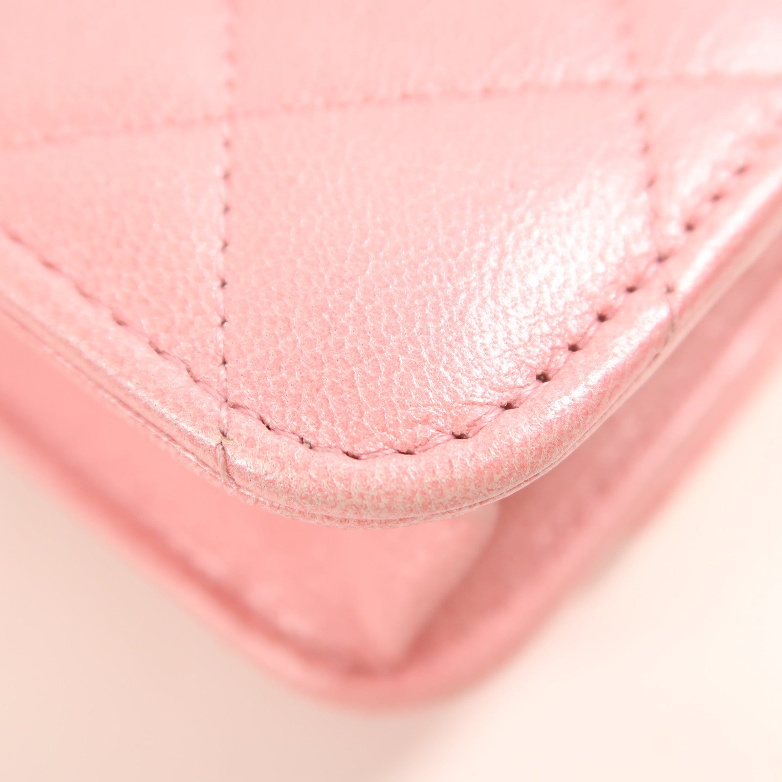 CHANEL CC GHW WOC Wallet On Chain Shoulder Bag Calfskin Leather Pink
