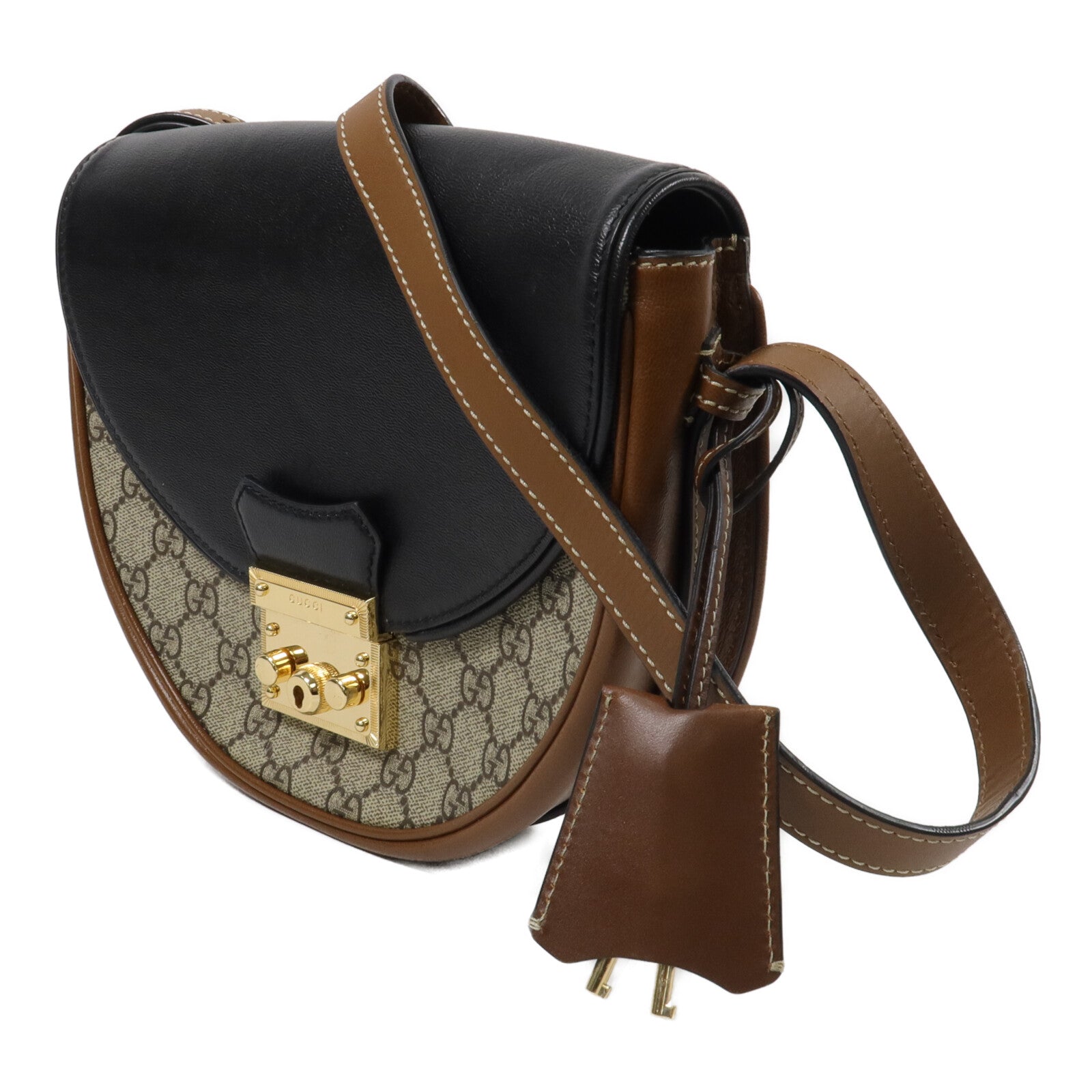 GUCCI 塗層帆布Padlock Saddle Small肩背袋