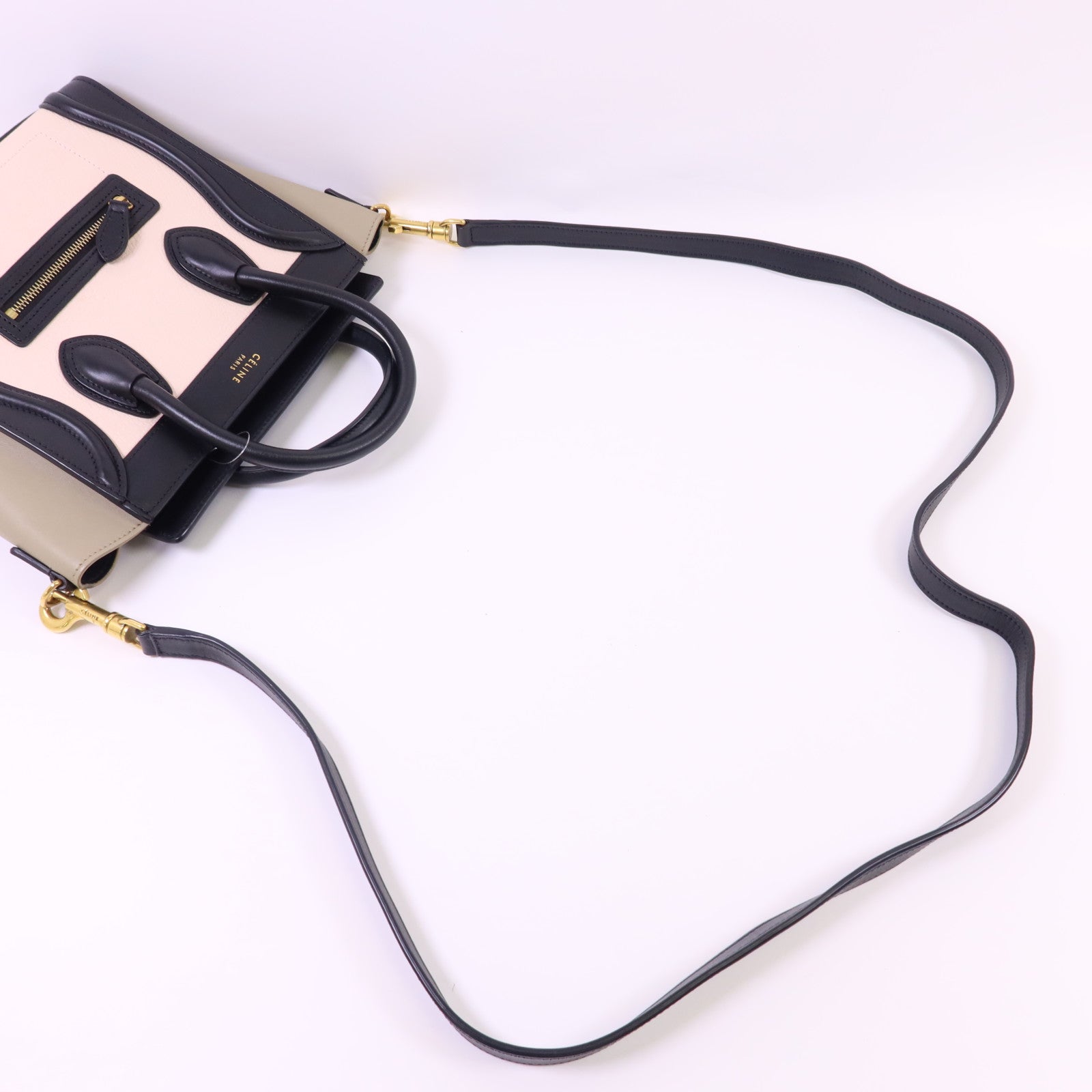 CELINE 牛皮皮革Nano Luggage金扣手挽肩背兩用袋