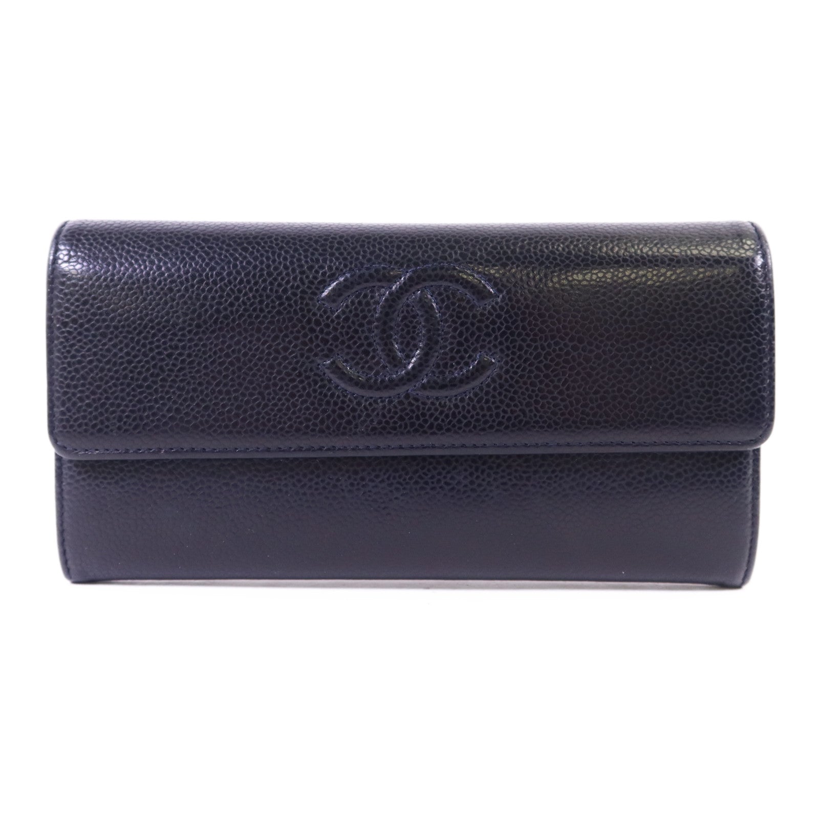 CHANEL 牛皮皮革Long Wallet銀扣長錢包