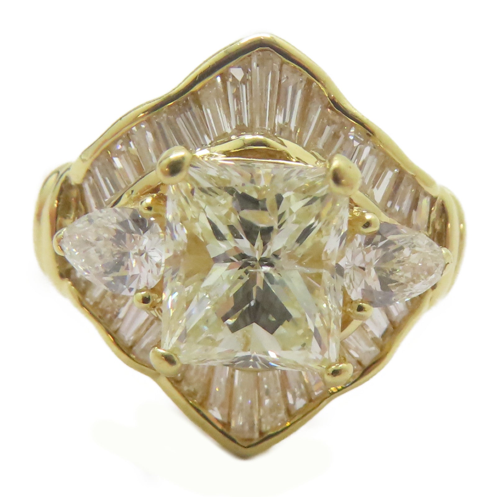 JEWELRY 【激減優惠】18K黃金/2.06ct鑽石/1.22ct鑽石Diamond Ring戒指US#6.75