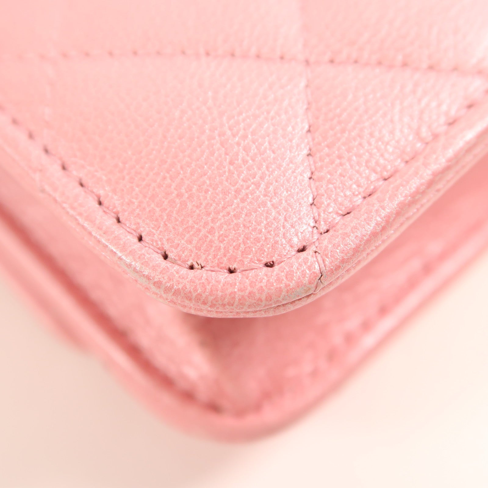 CHANEL CC GHW WOC Wallet On Chain Shoulder Bag Calfskin Leather Pink